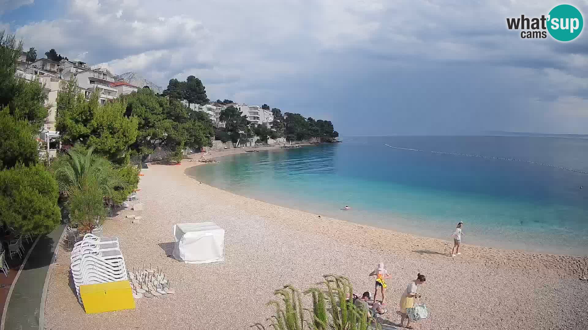 Web kamera Plaža Lučica Brela – Pogled uživo na jadransku obalu