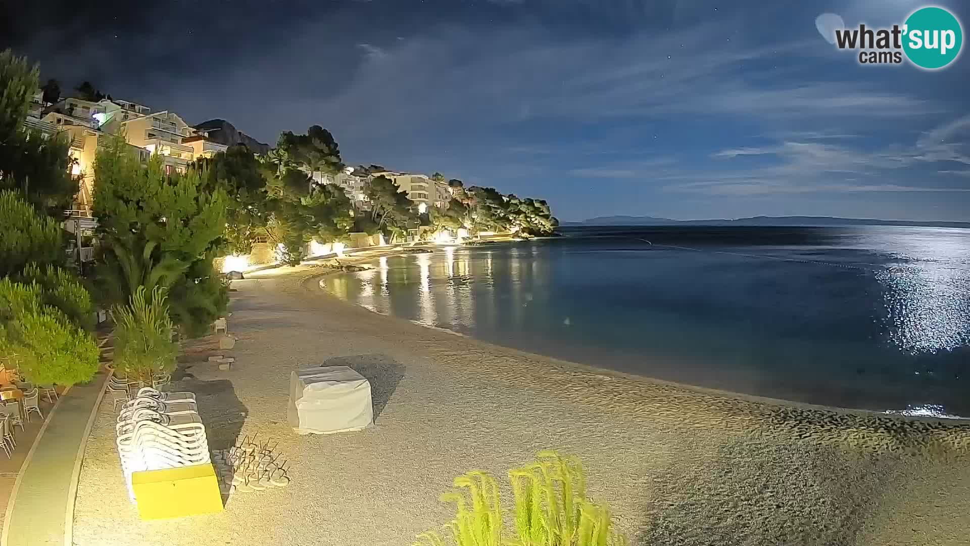 Web kamera Plaža Lučica Brela – Pogled uživo na jadransku obalu