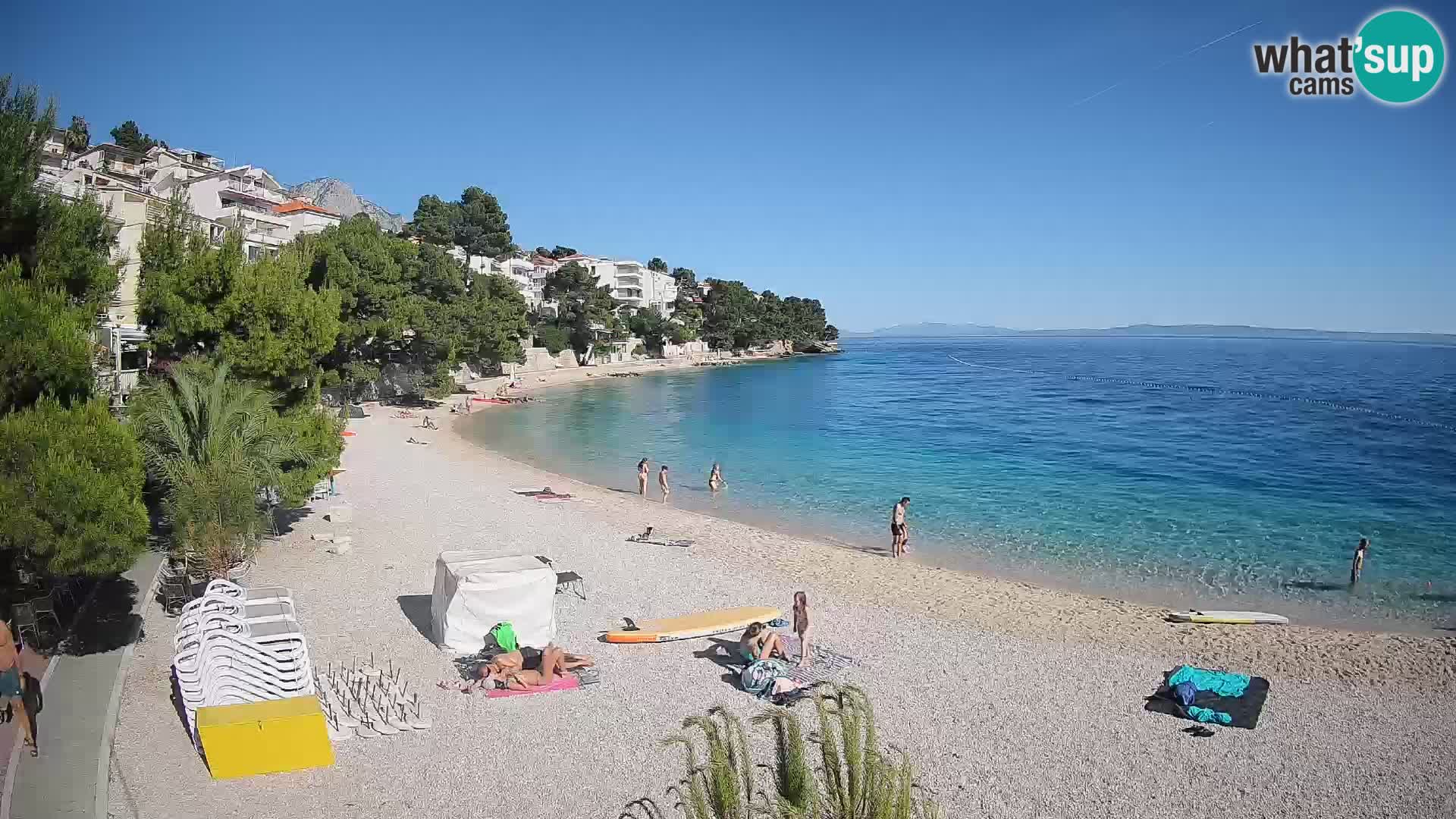 Webcam Lučica Strand Beach Brela – Liveblick von der Adriaküste