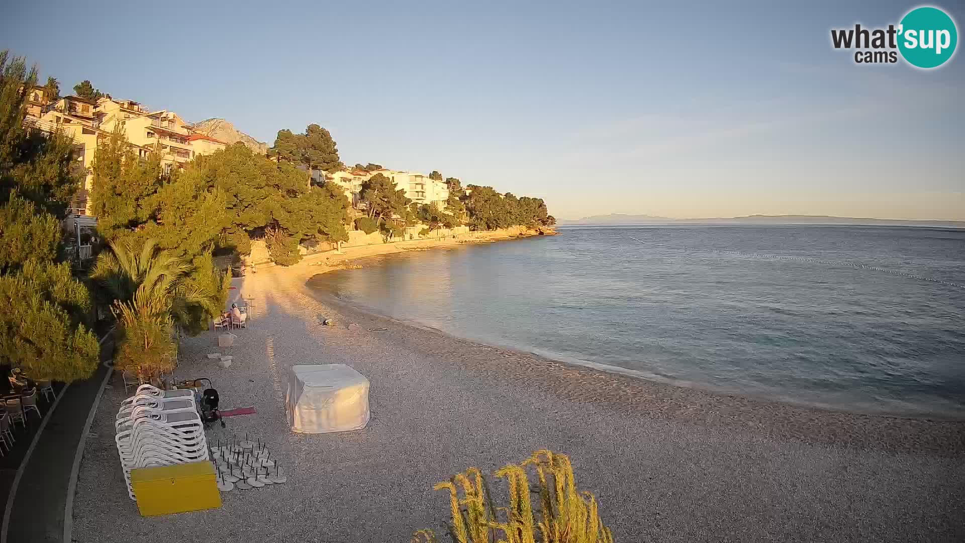 Webcam Lučica Strand Beach Brela – Liveblick von der Adriaküste
