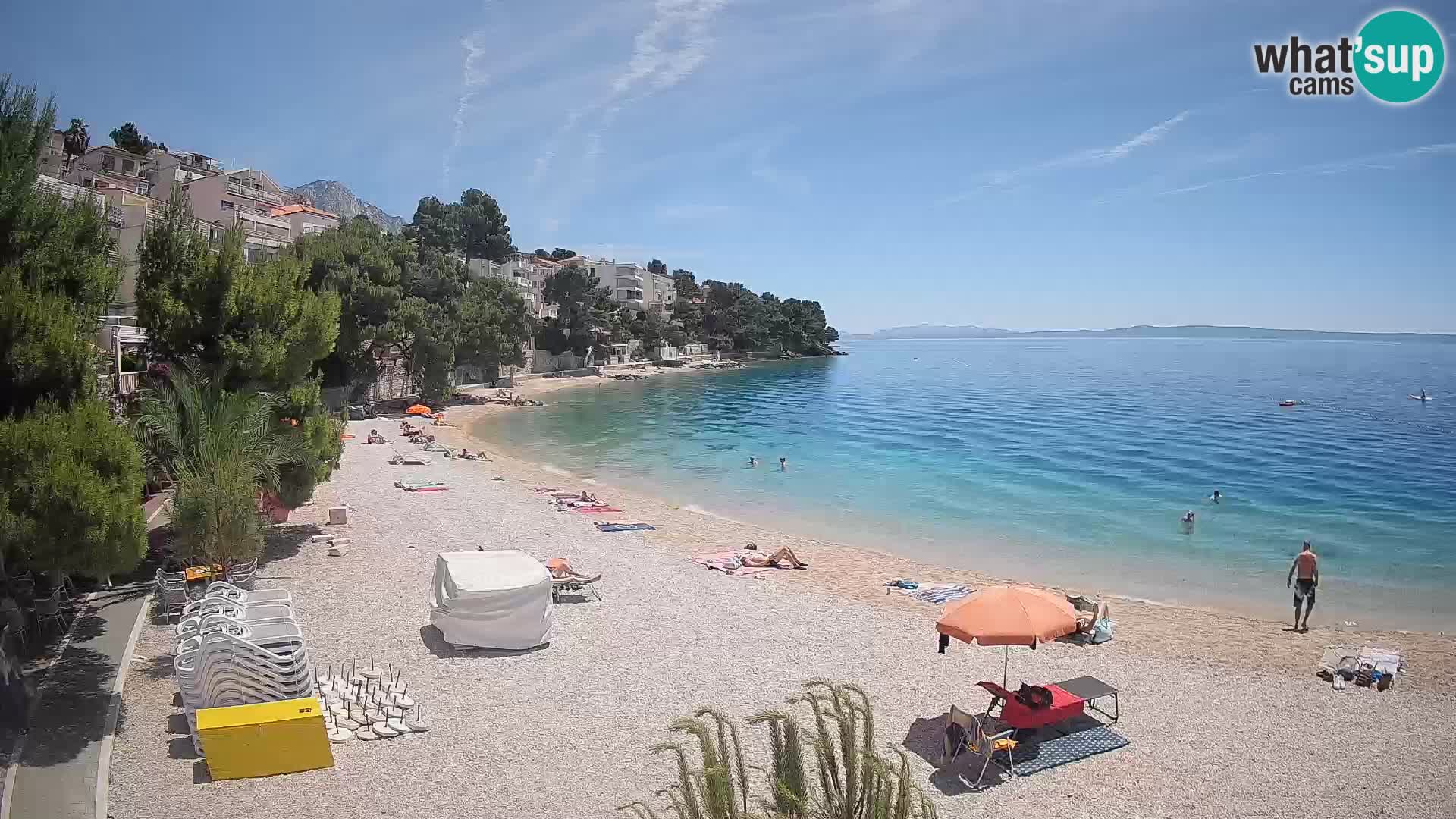 Webcam Lučica Strand Beach Brela – Liveblick von der Adriaküste