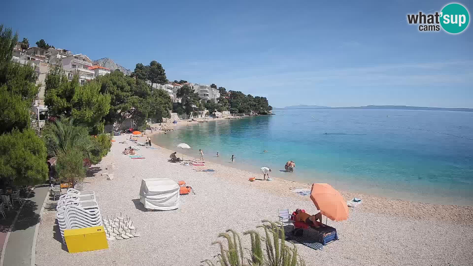 Webcam Lučica Strand Beach Brela – Liveblick von der Adriaküste