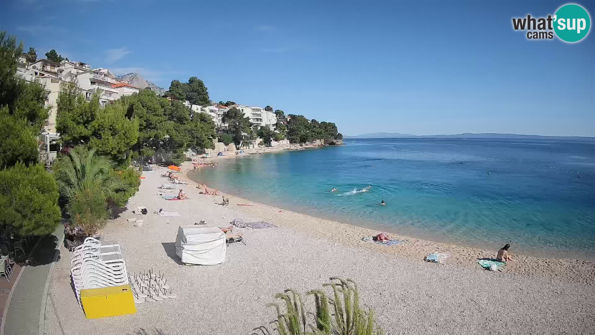 Web kamera Plaža Lučica Brela – Pogled uživo na jadransku obalu