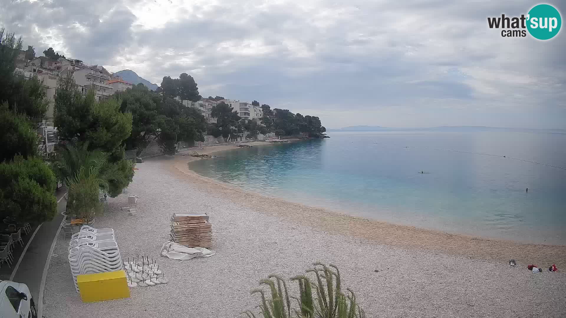 Webcam Lučica Strand Beach Brela – Liveblick von der Adriaküste