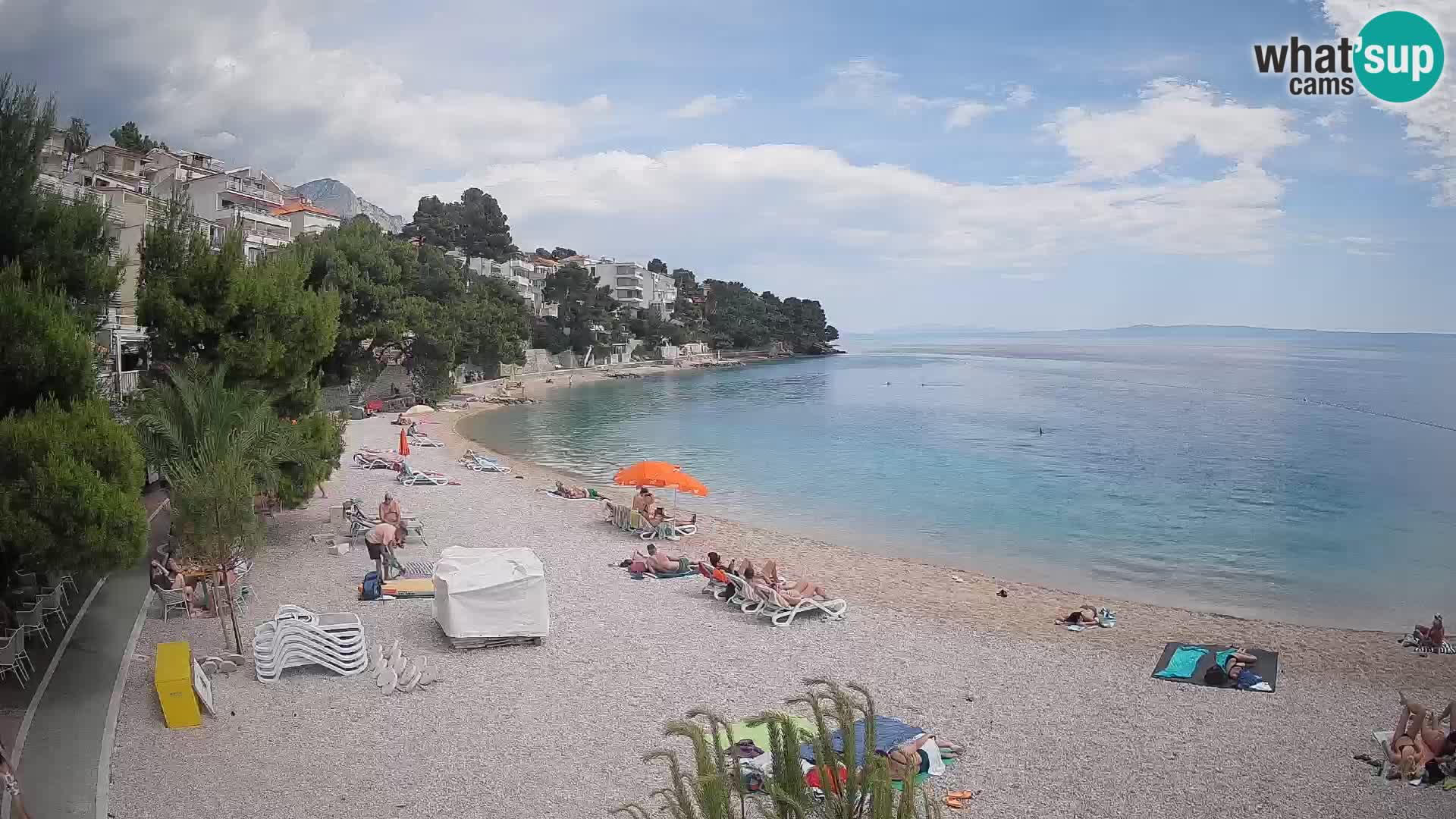 Web kamera Plaža Lučica Brela – Pogled uživo na jadransku obalu