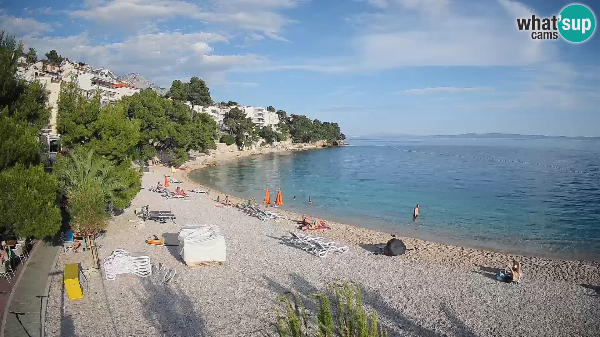 Webcam Lučica Strand Beach Brela – Liveblick von der Adriaküste