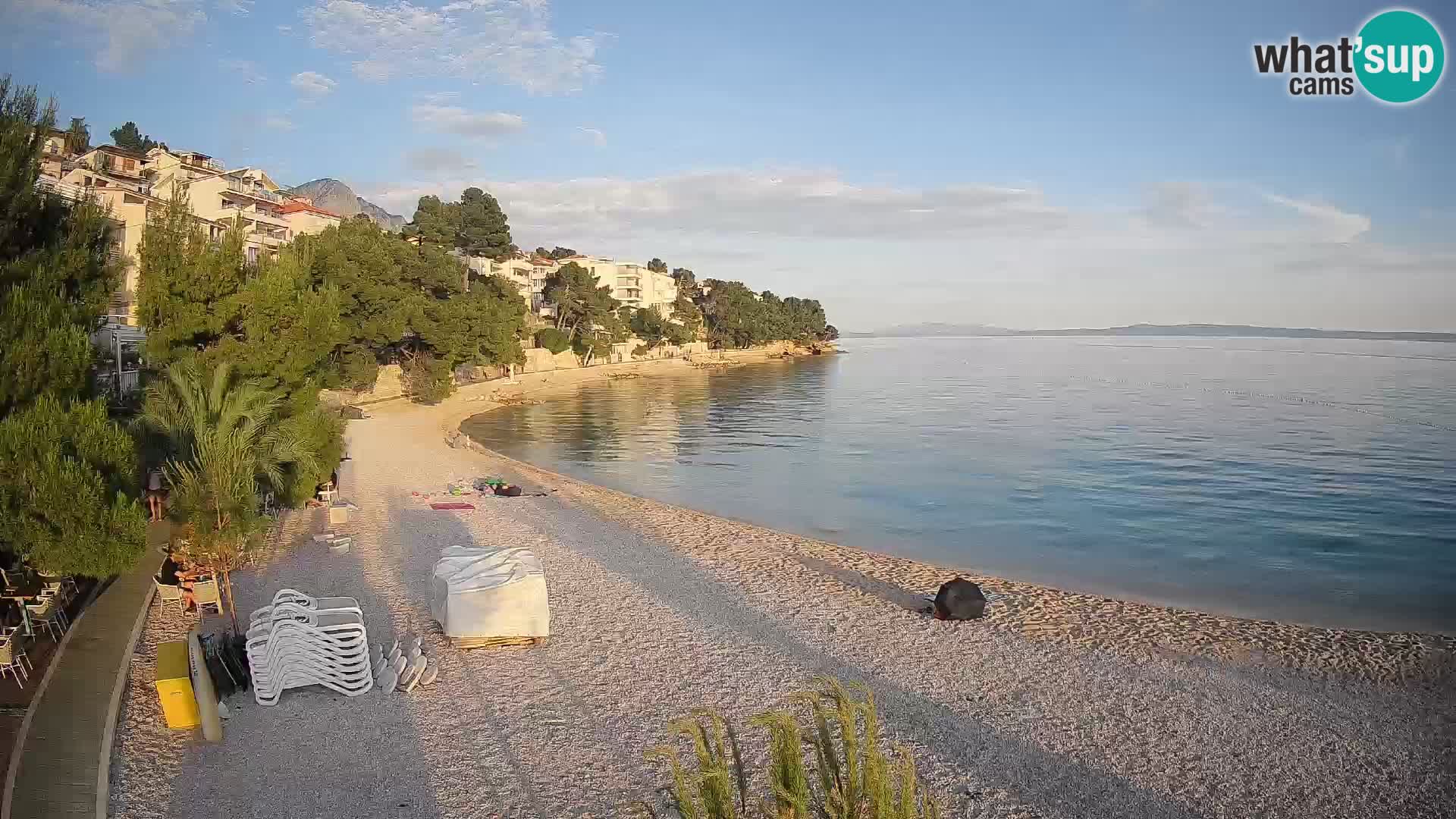 Webcam Lučica Strand Beach Brela – Liveblick von der Adriaküste