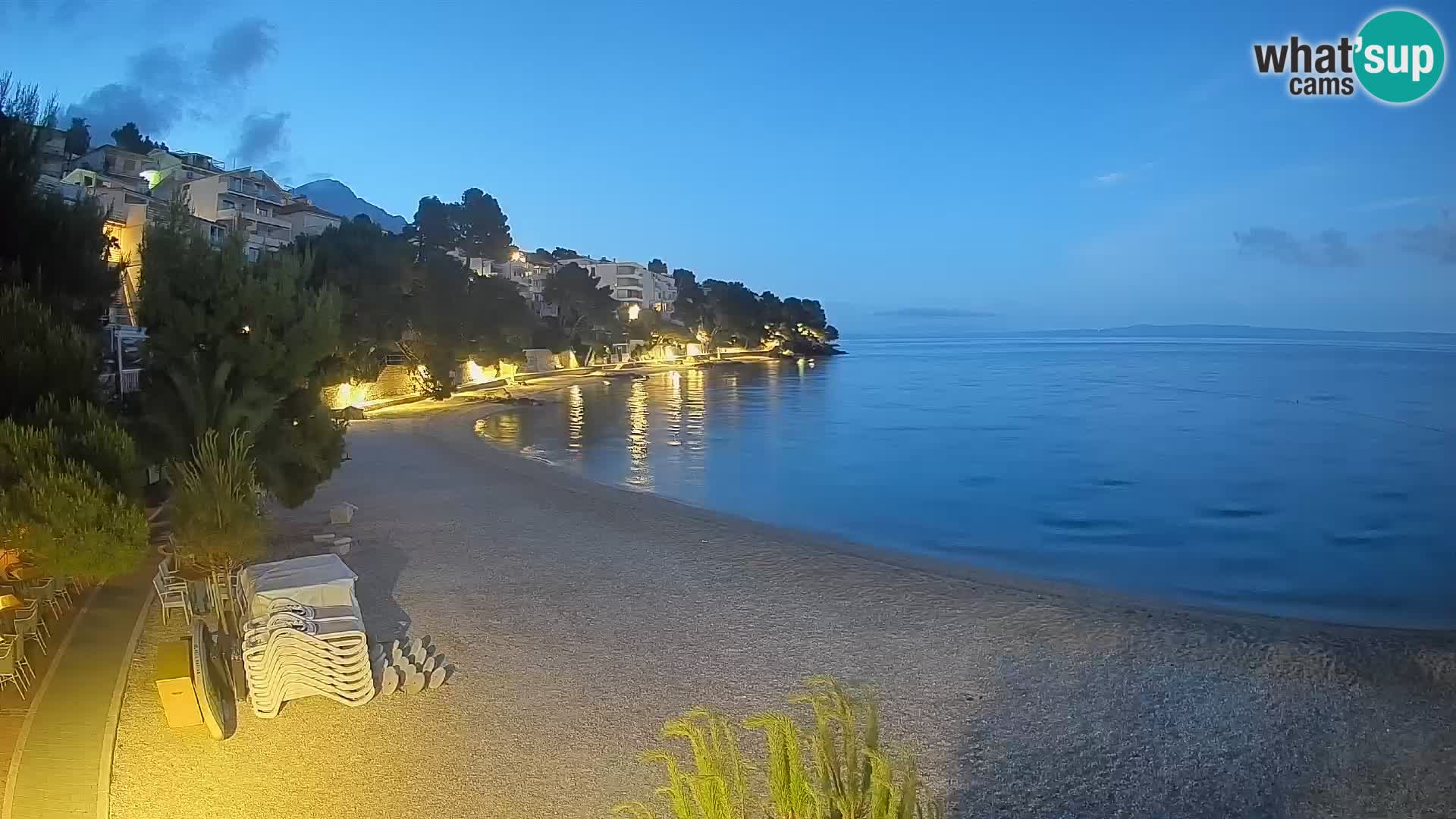 Webcam Lučica Strand Beach Brela – Liveblick von der Adriaküste