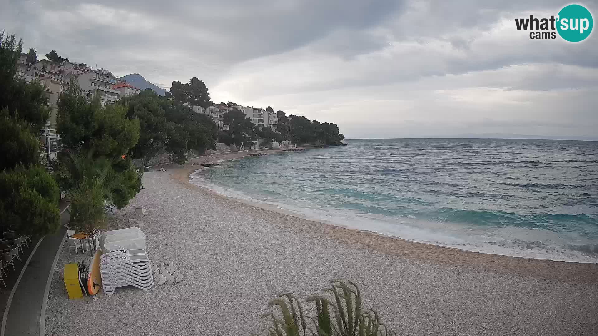 Webcam Lučica Strand Beach Brela – Liveblick von der Adriaküste
