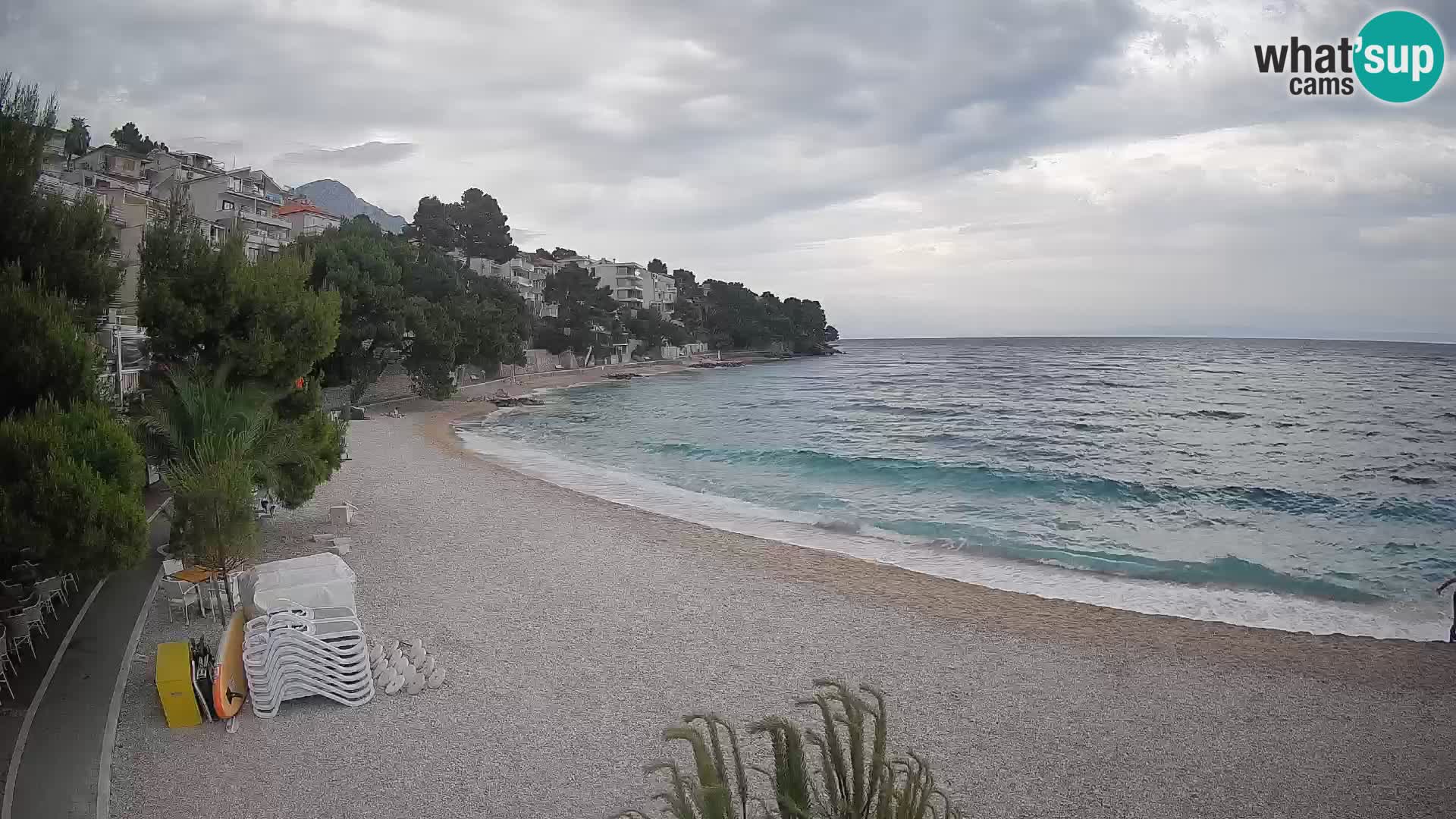 Webcam Lučica Strand Beach Brela – Liveblick von der Adriaküste