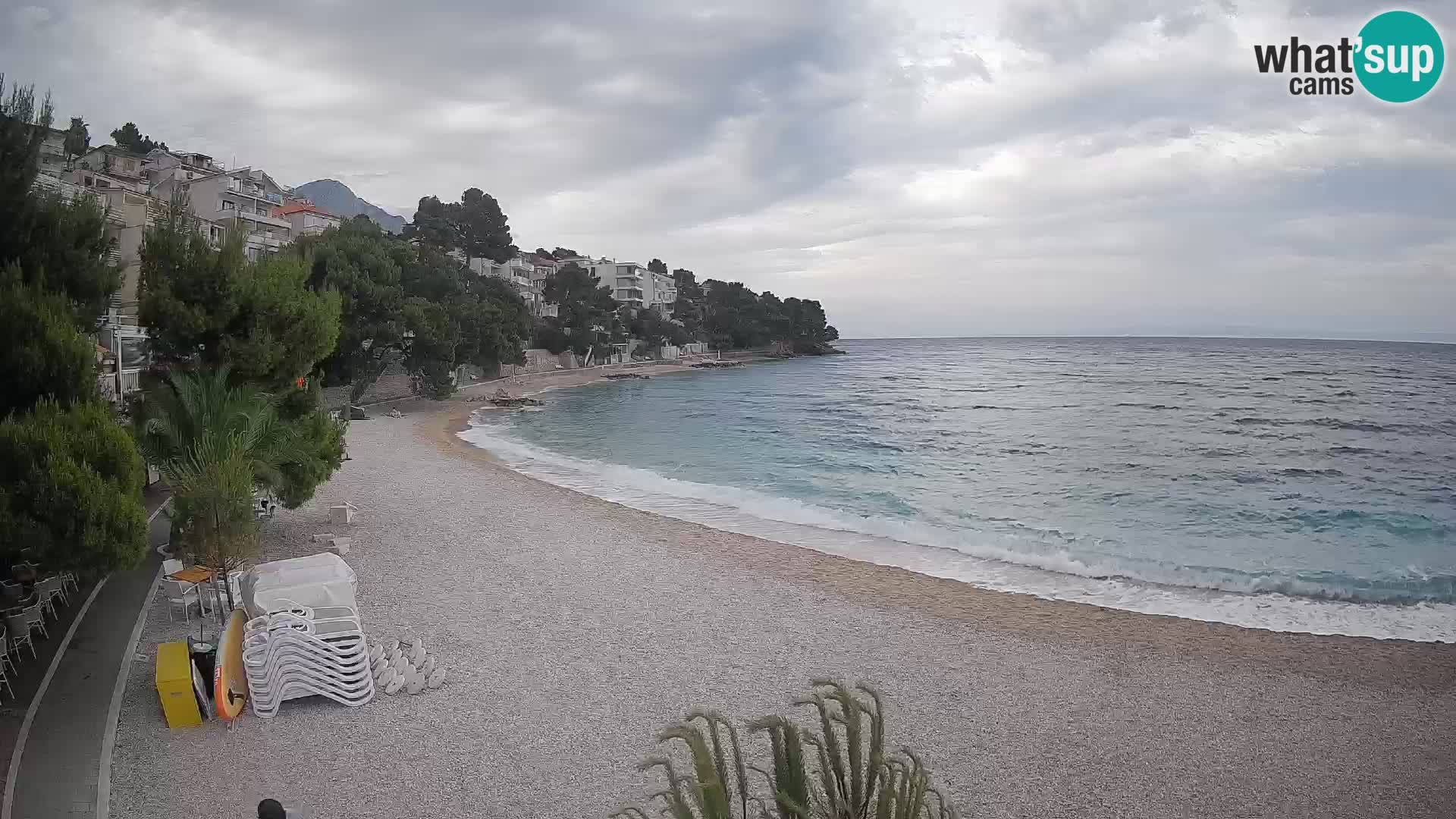 Webcam Lučica Strand Beach Brela – Liveblick von der Adriaküste