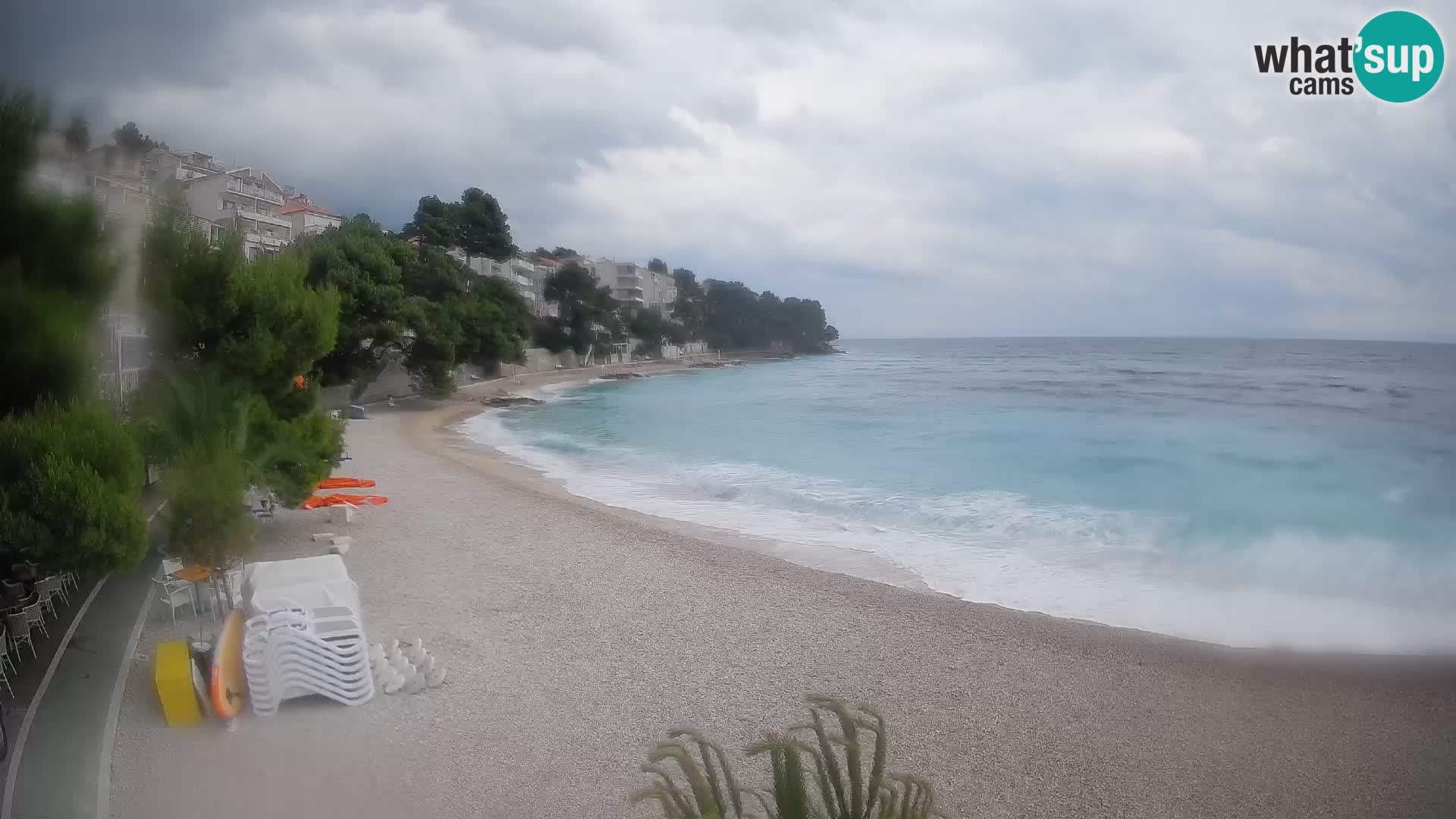 Webcam Lučica Strand Beach Brela – Liveblick von der Adriaküste