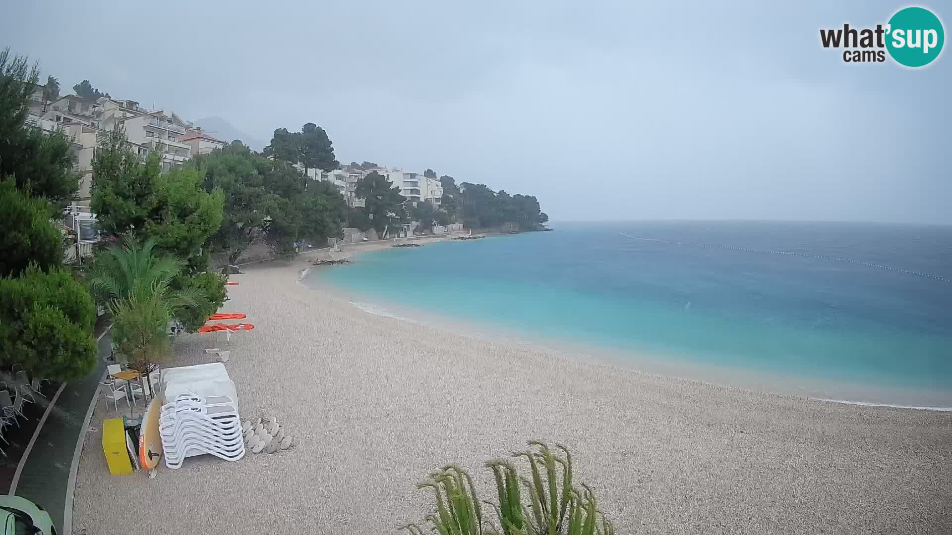 Webcam Lučica Strand Beach Brela – Liveblick von der Adriaküste