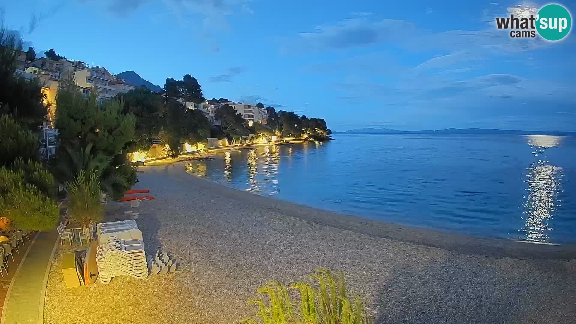 Web kamera Plaža Lučica Brela – Pogled uživo na jadransku obalu