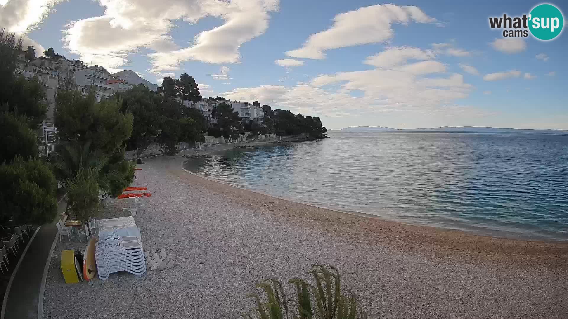 Webcam Lučica Strand Beach Brela – Liveblick von der Adriaküste