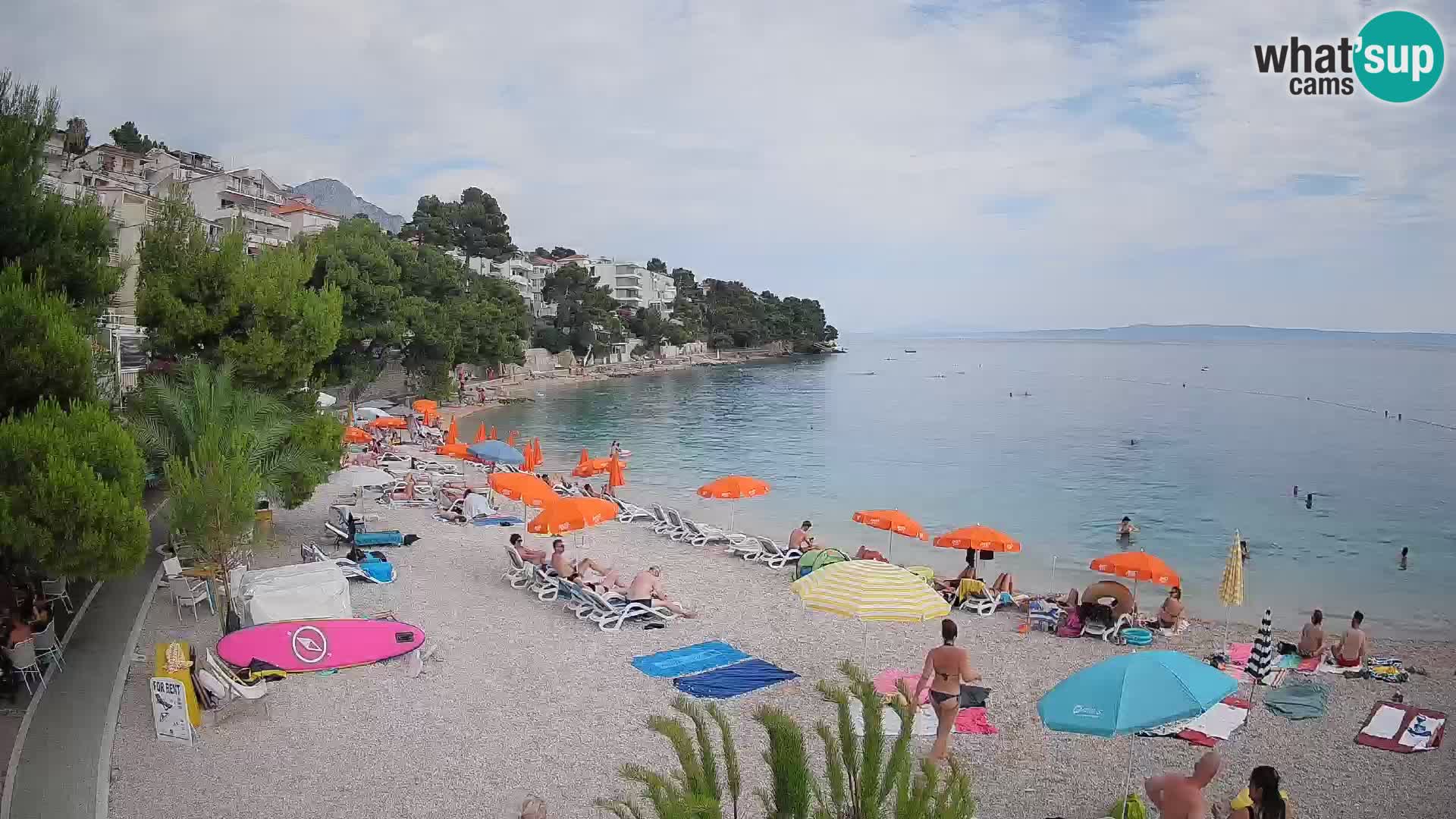 Web kamera Plaža Lučica Brela – Pogled uživo na jadransku obalu