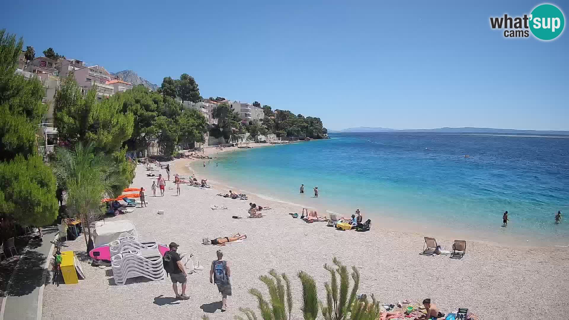 Webcam Lučica Strand Beach Brela – Liveblick von der Adriaküste