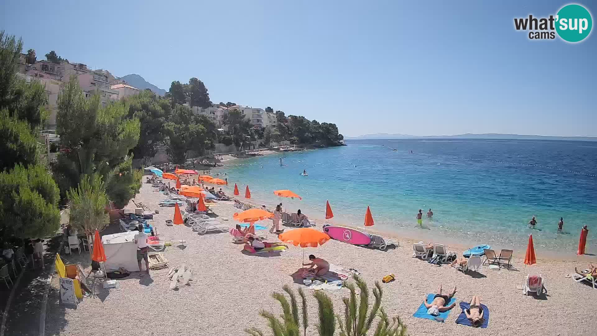 Web kamera Plaža Lučica Brela – Pogled uživo na jadransku obalu