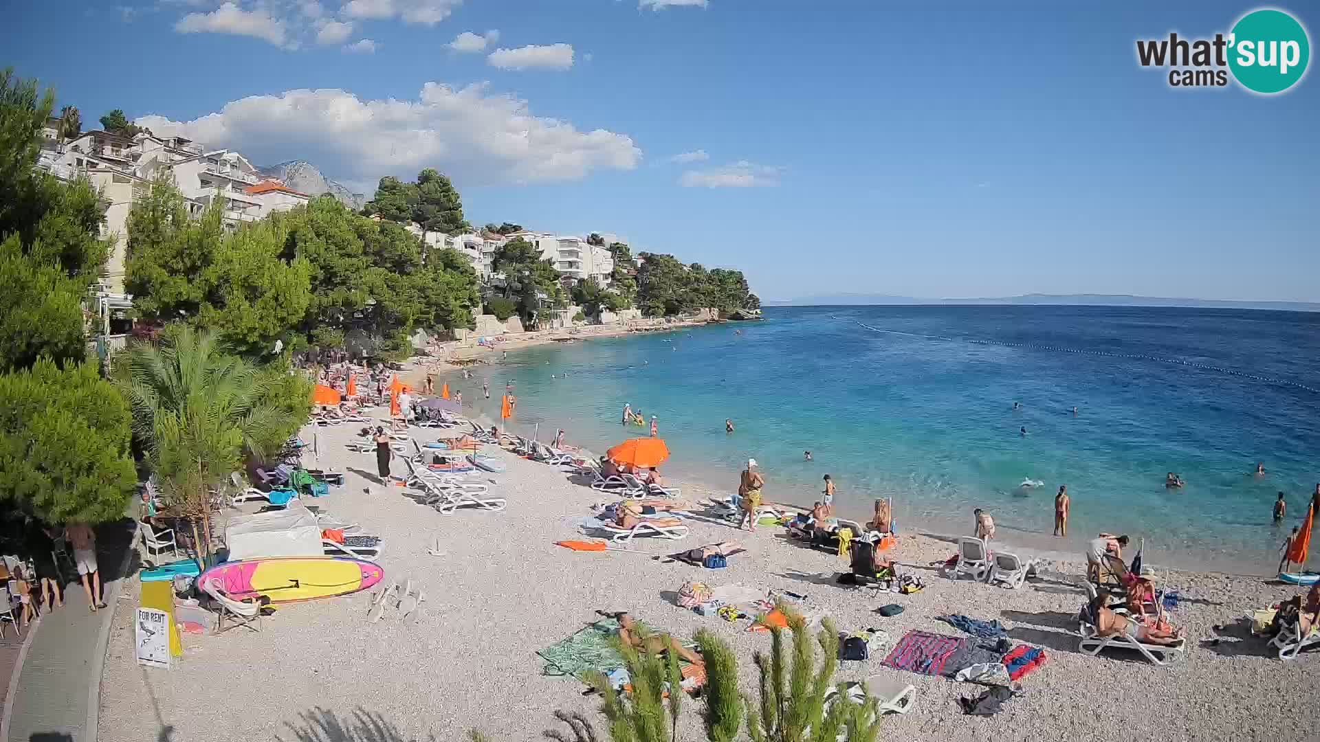 Webcam Lučica Strand Beach Brela – Liveblick von der Adriaküste