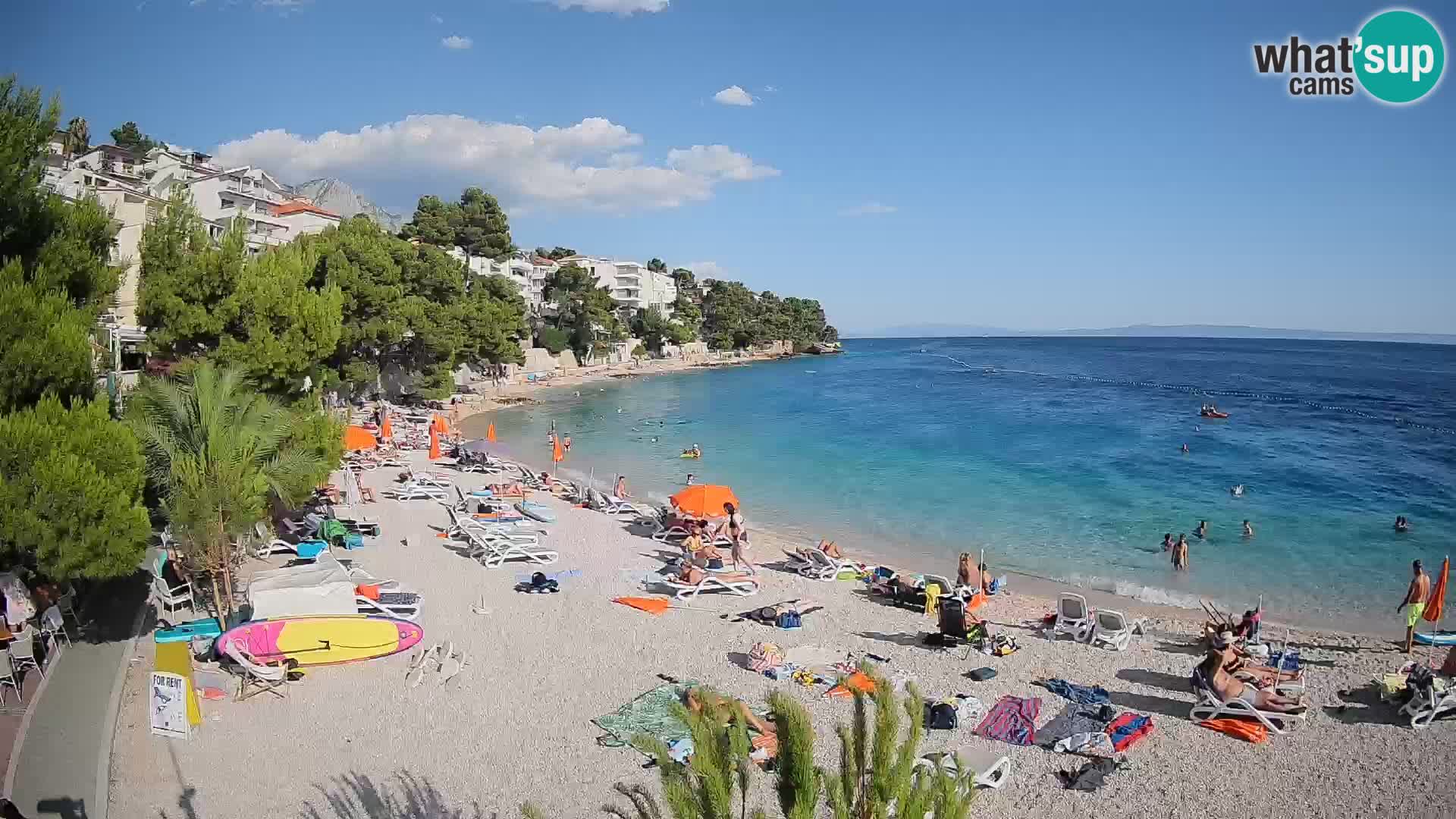 Webcam Lučica Strand Beach Brela – Liveblick von der Adriaküste