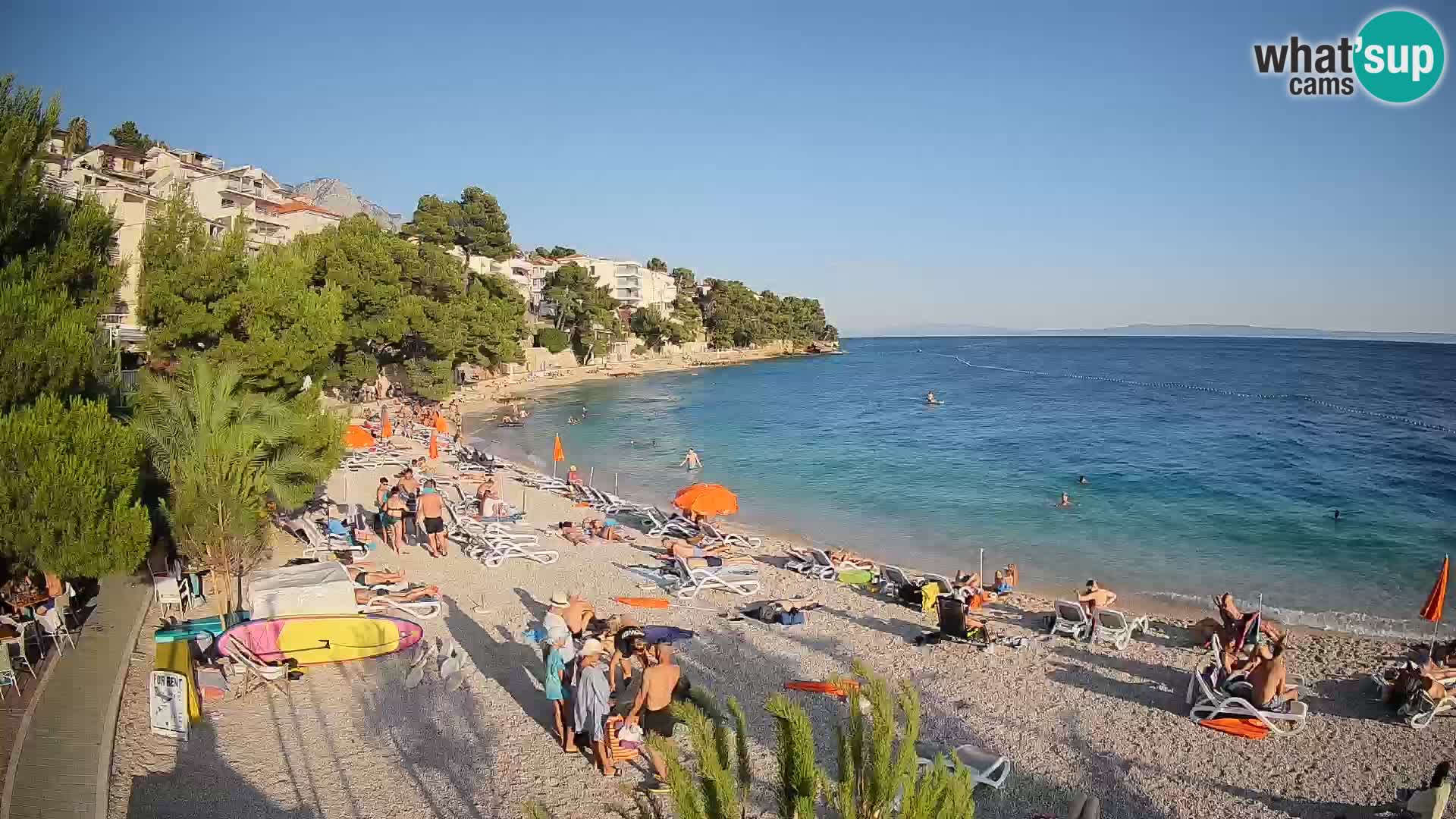 Web kamera Plaža Lučica Brela – Pogled uživo na jadransku obalu
