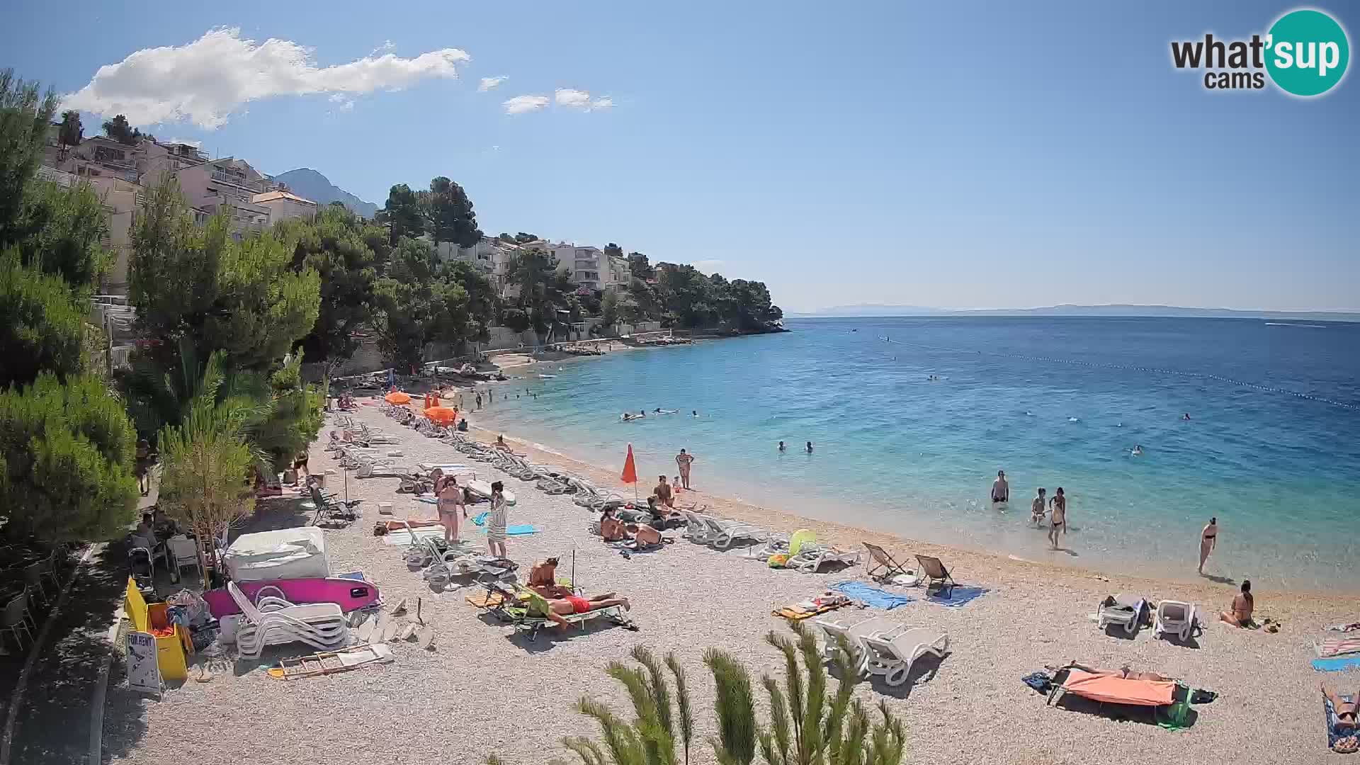 Web kamera Plaža Lučica Brela – Pogled uživo na jadransku obalu