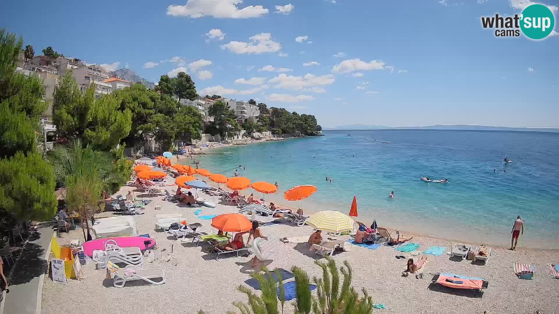 Web kamera Plaža Lučica Brela – Pogled uživo na jadransku obalu