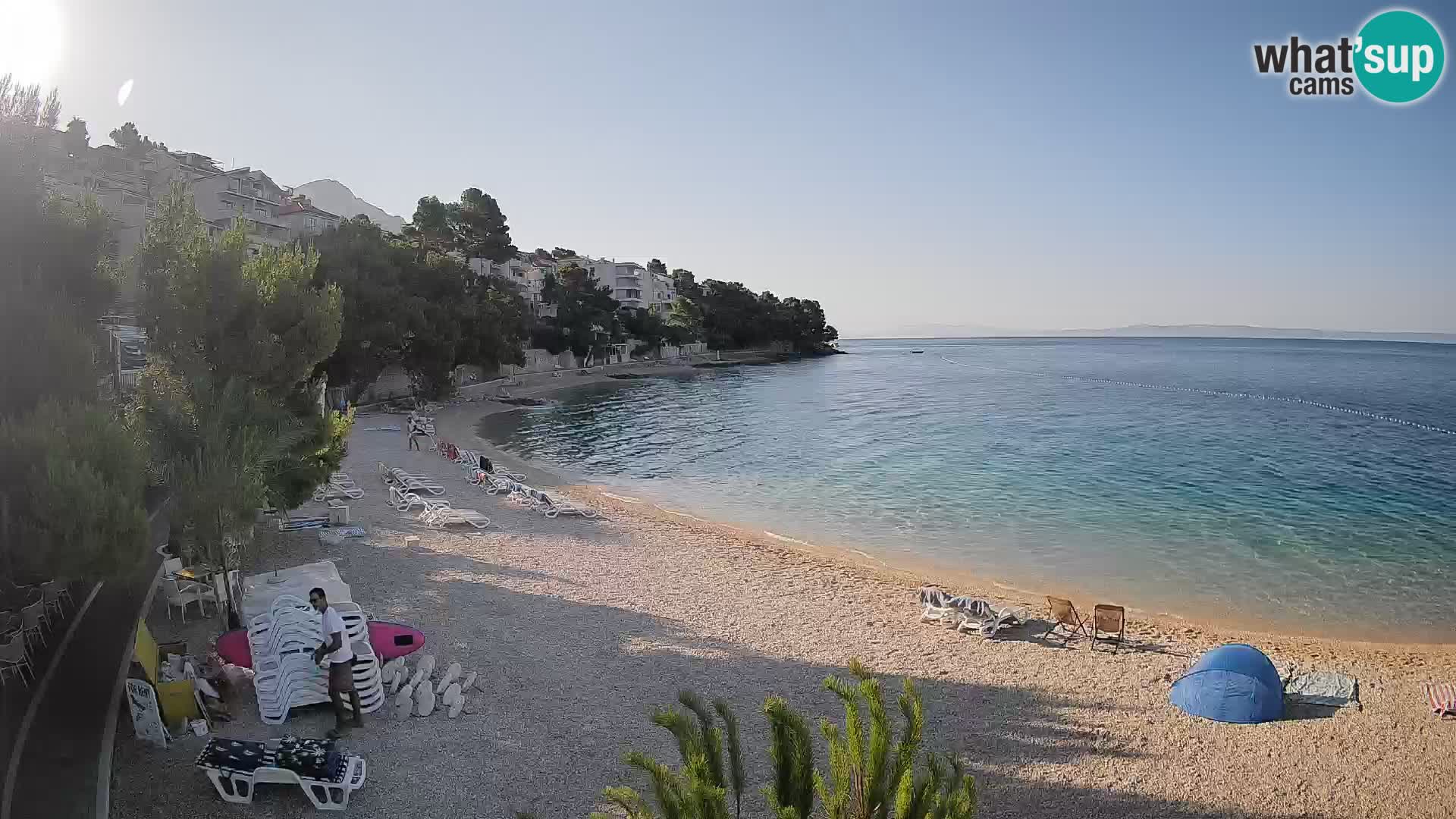 Webcam Lučica Strand Beach Brela – Liveblick von der Adriaküste