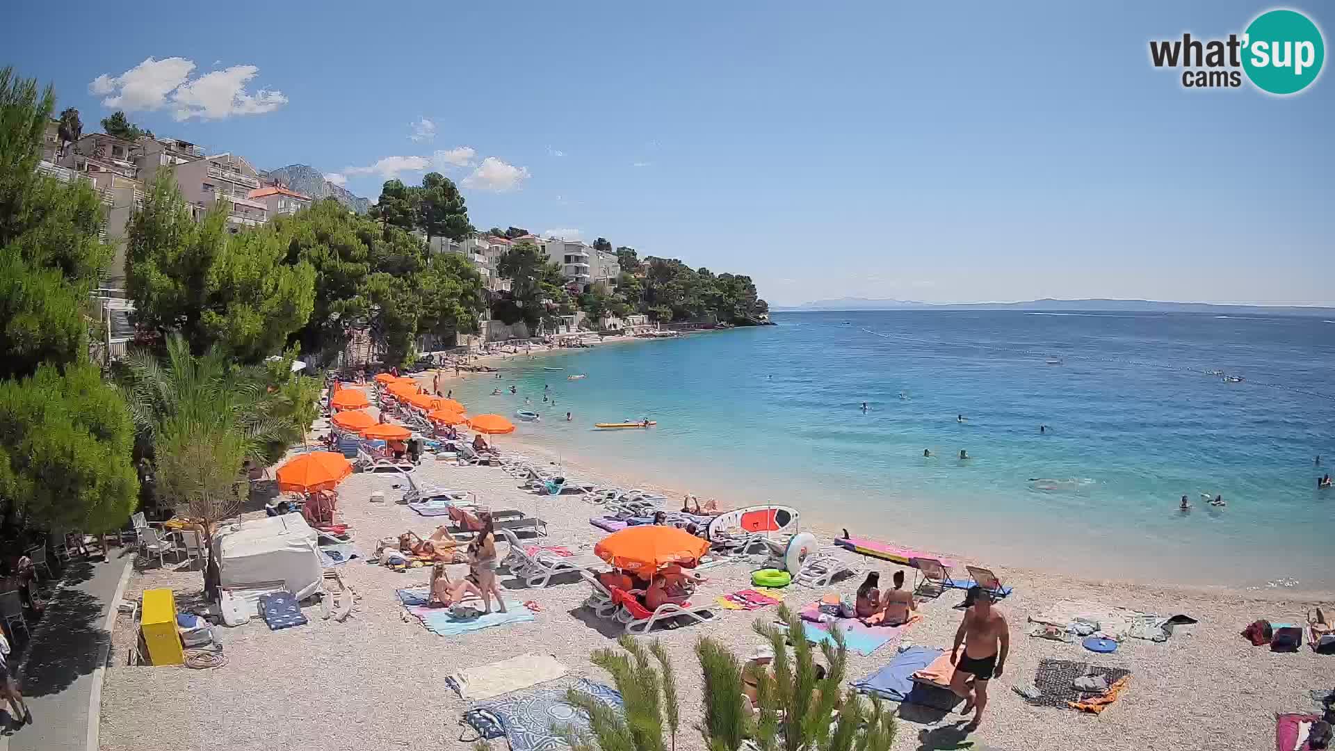 Webcam Lučica Strand Beach Brela – Liveblick von der Adriaküste