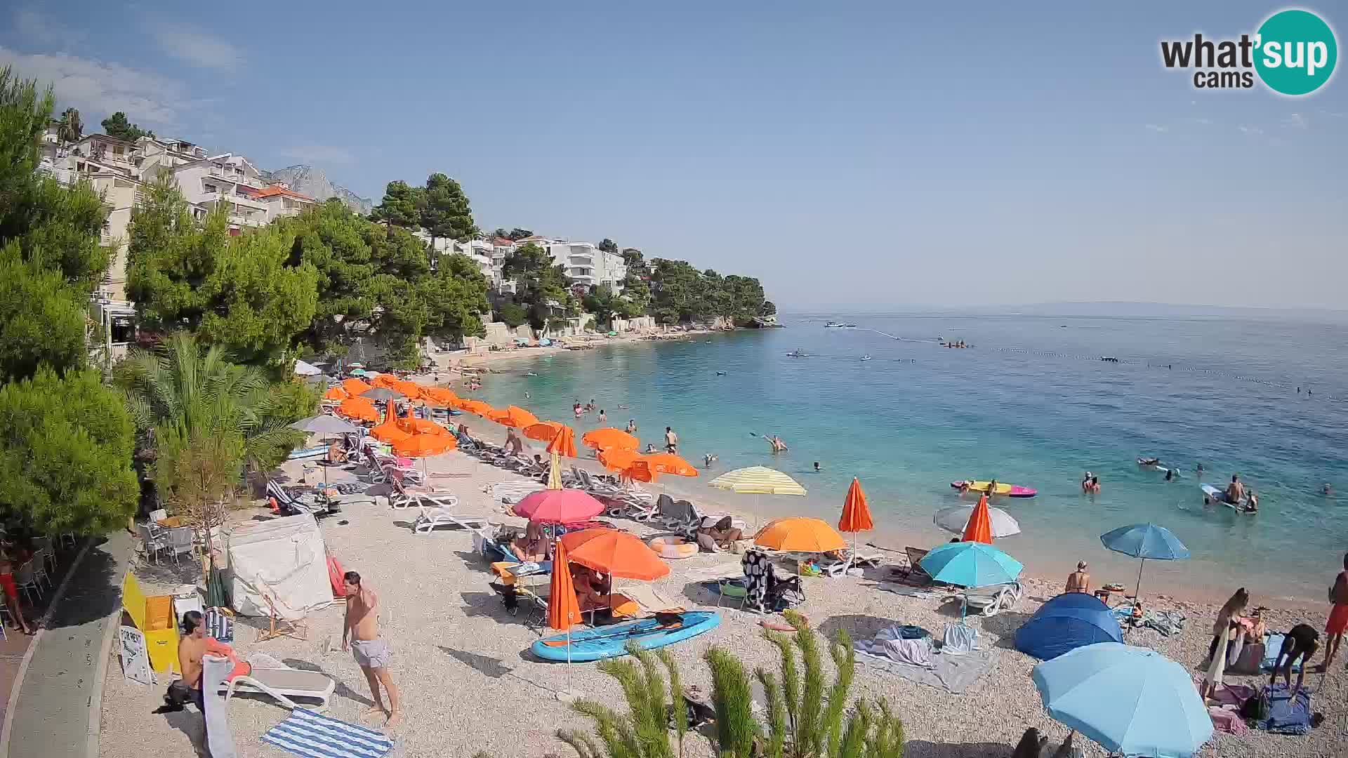 Webcam Lučica Strand Beach Brela – Liveblick von der Adriaküste