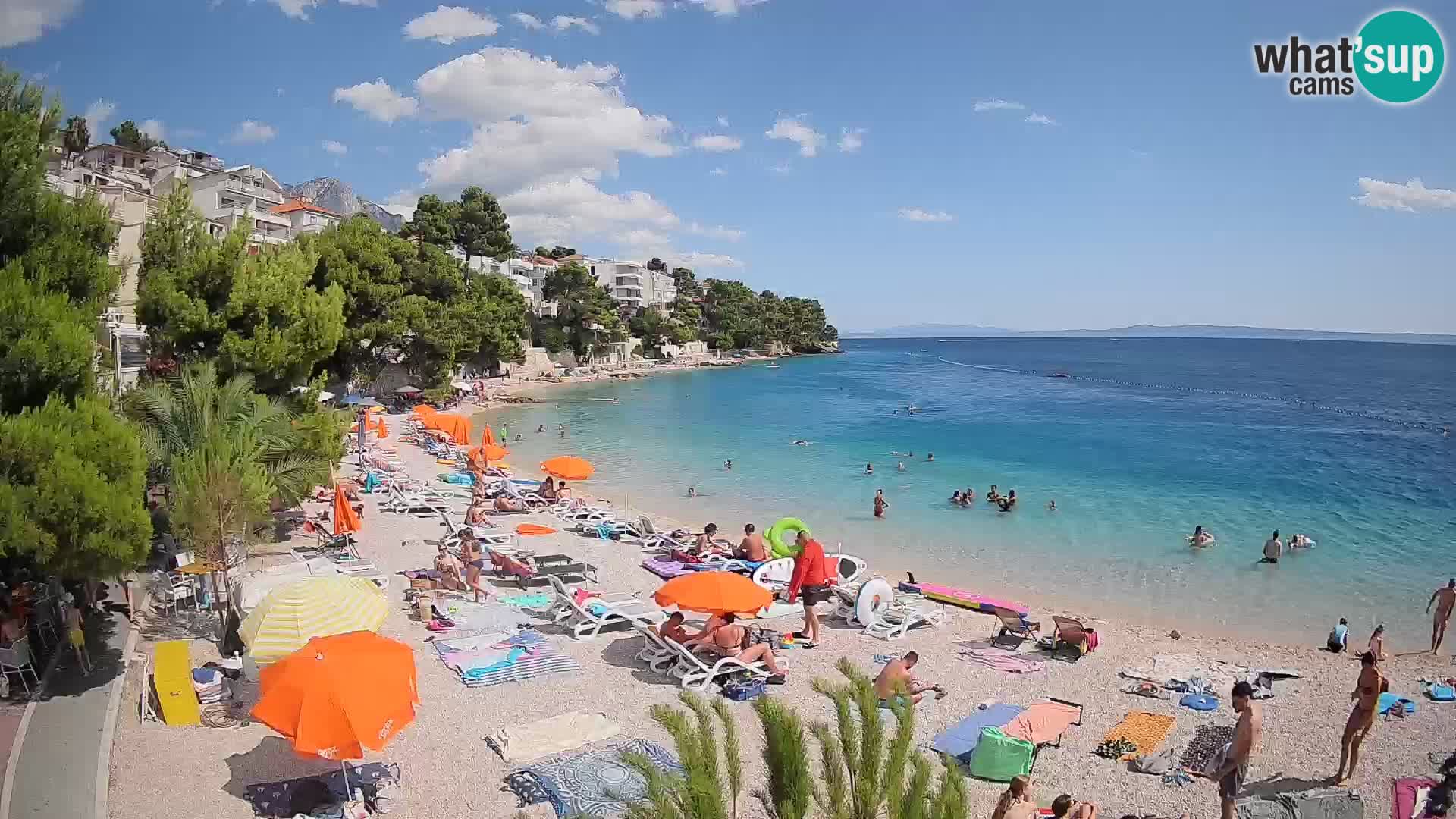 Spletna kamera Plaža Lučica Brela – Pogled v živo na Jadransko obalo