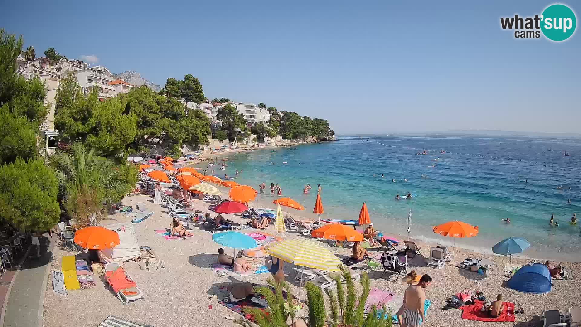 Webcam Lučica Strand Beach Brela – Liveblick von der Adriaküste