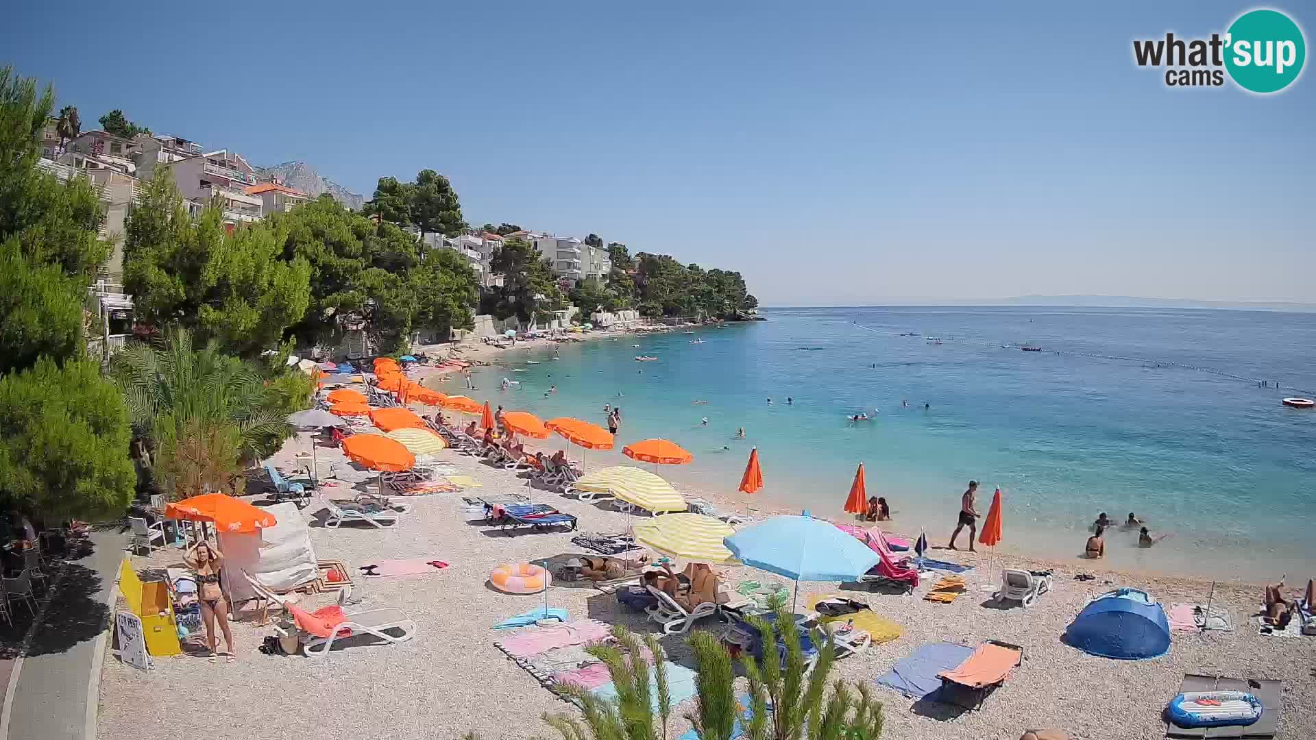 Webcam Lučica Strand Beach Brela – Liveblick von der Adriaküste