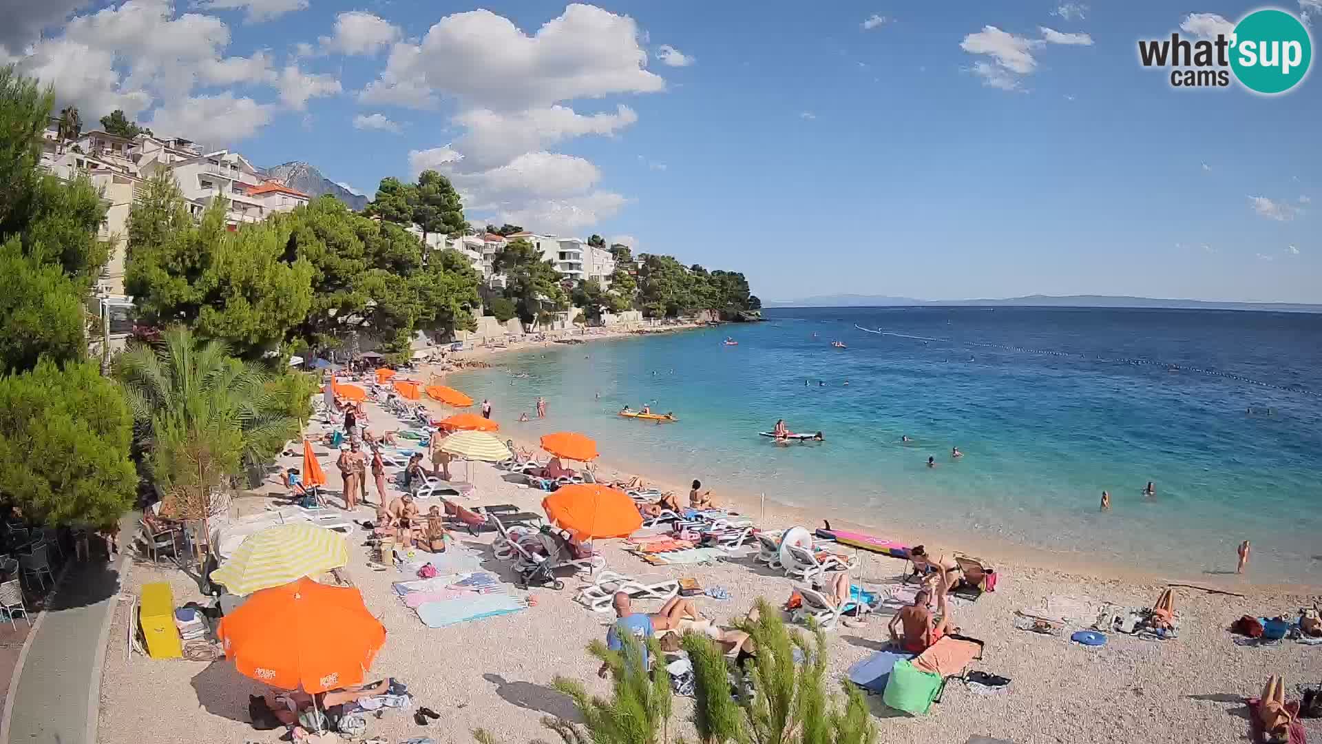 Web kamera Plaža Lučica Brela – Pogled uživo na jadransku obalu