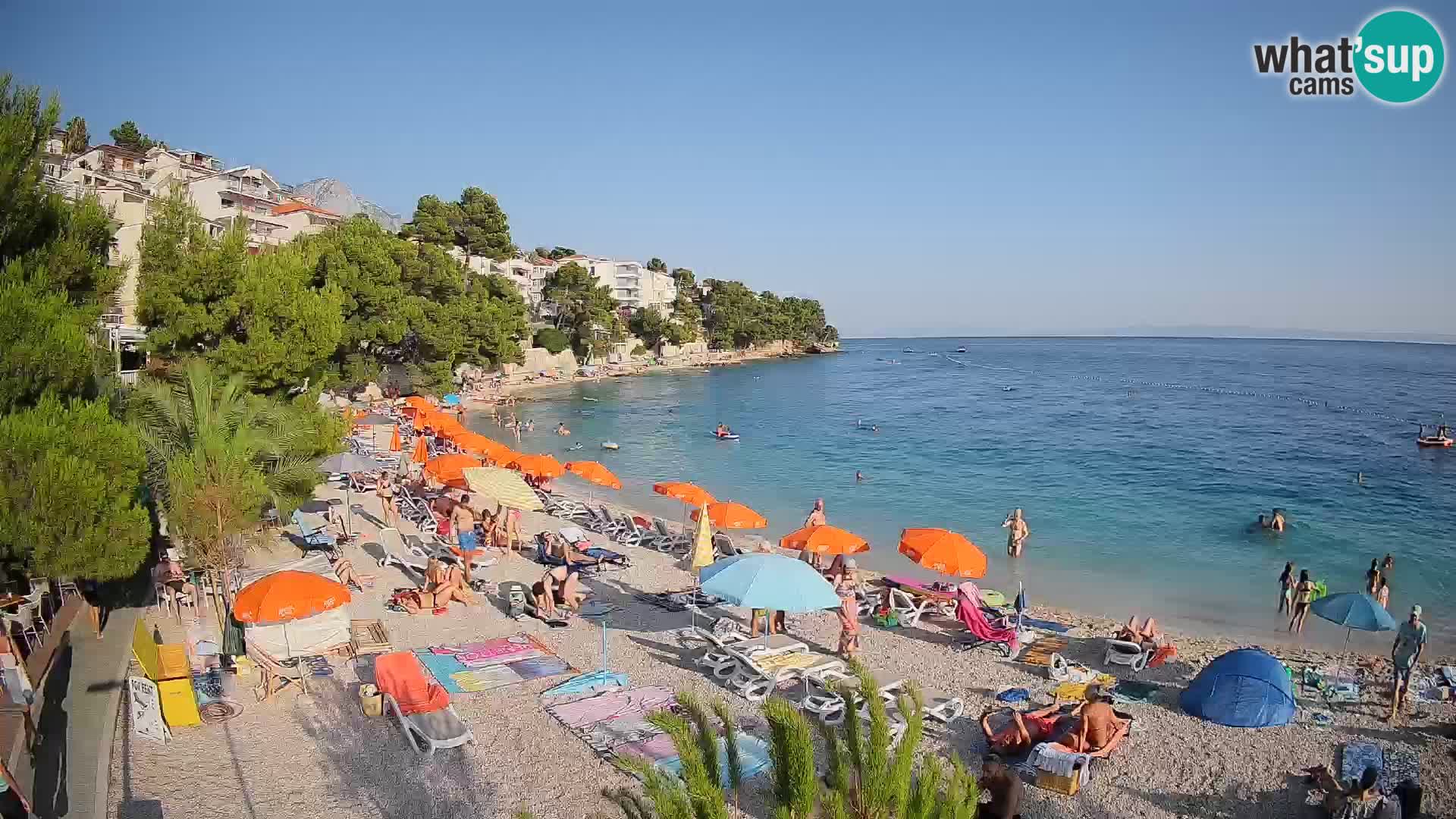 Webcam Lučica Strand Beach Brela – Liveblick von der Adriaküste