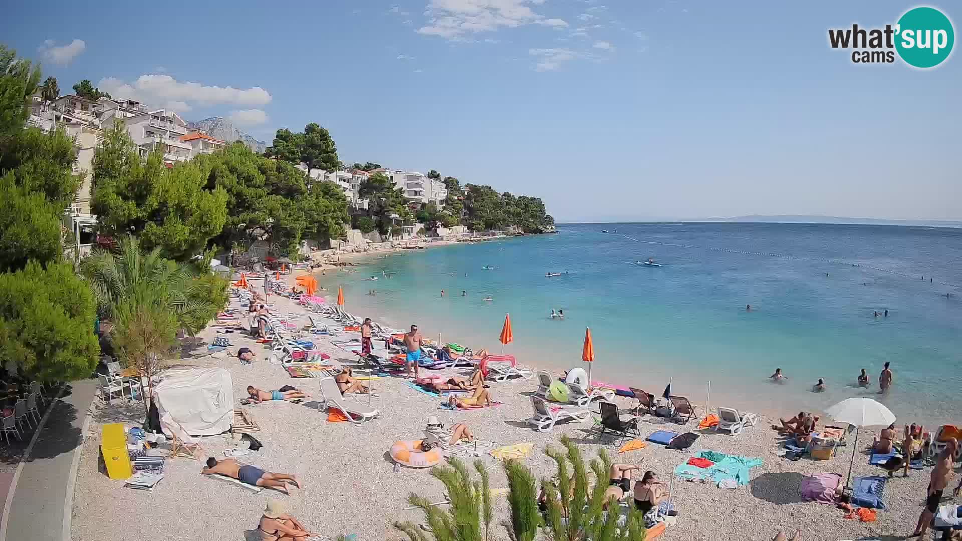 Webcam Lučica Strand Beach Brela – Liveblick von der Adriaküste