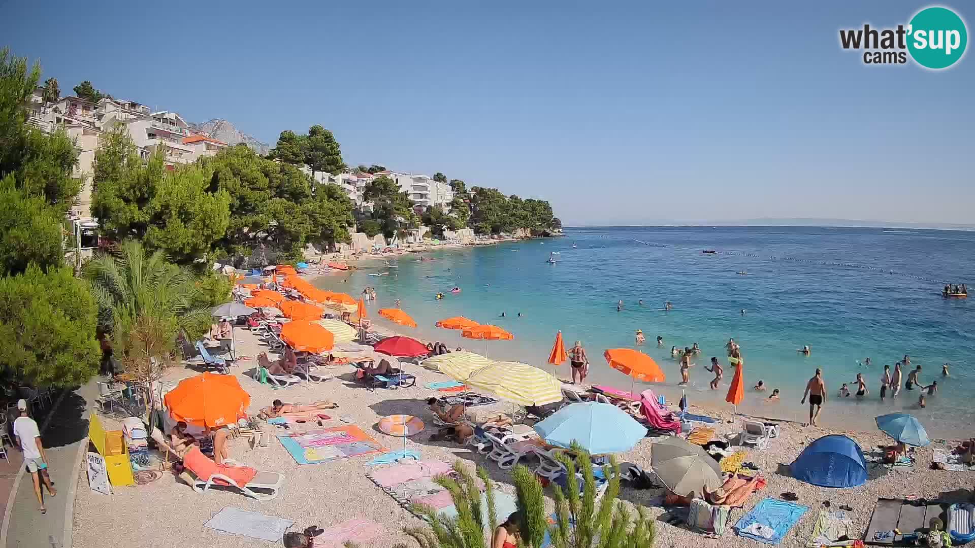 Webcam Lučica Strand Beach Brela – Liveblick von der Adriaküste