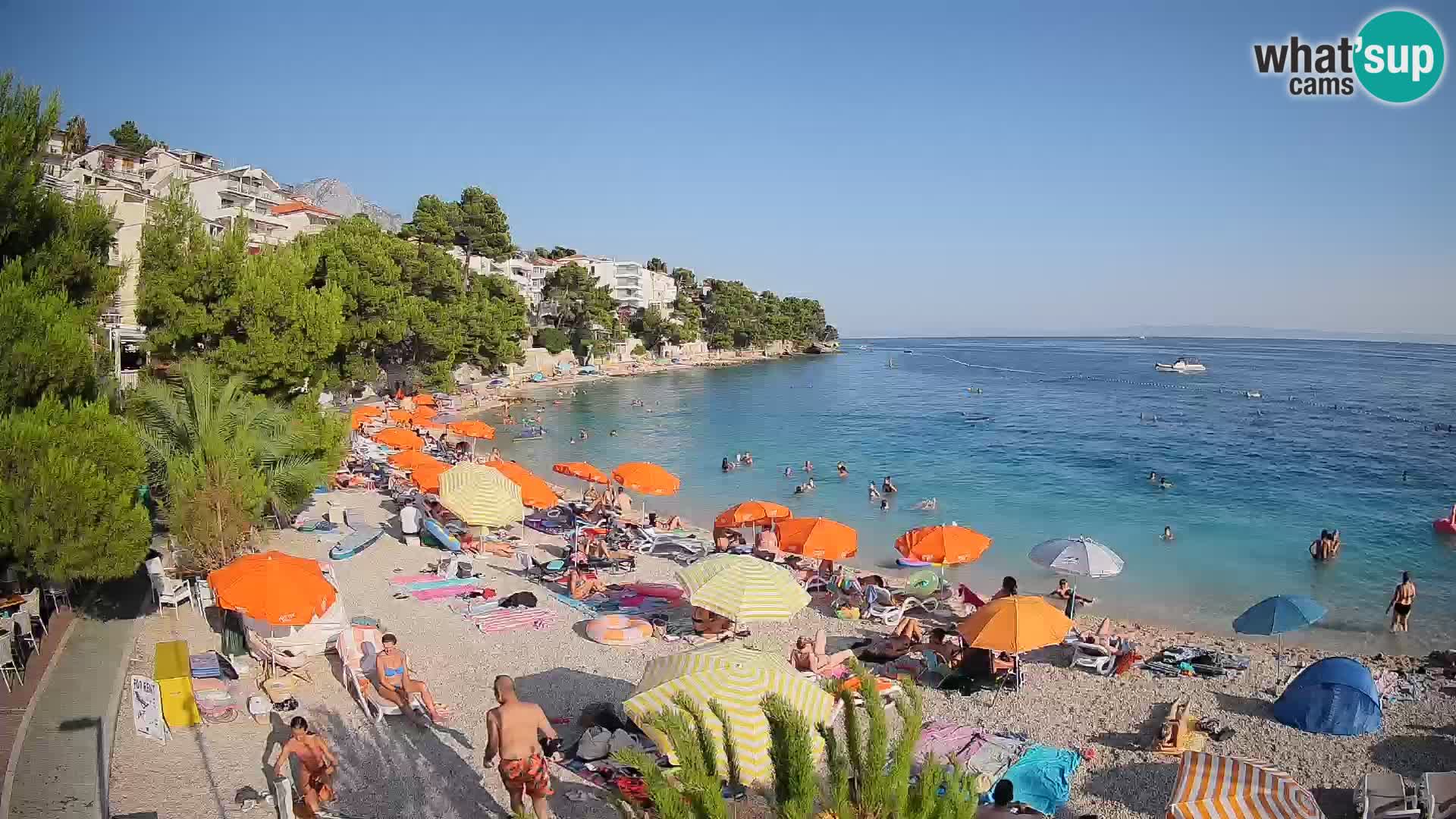 Webcam Lučica Strand Beach Brela – Liveblick von der Adriaküste