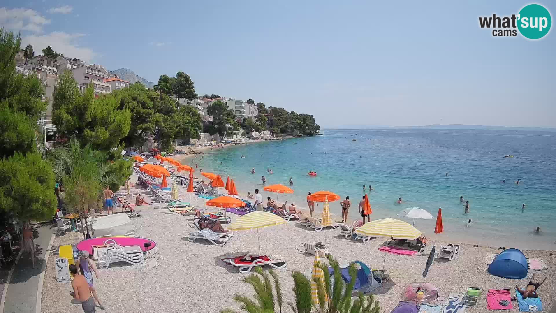 Web kamera Plaža Lučica Brela – Pogled uživo na jadransku obalu