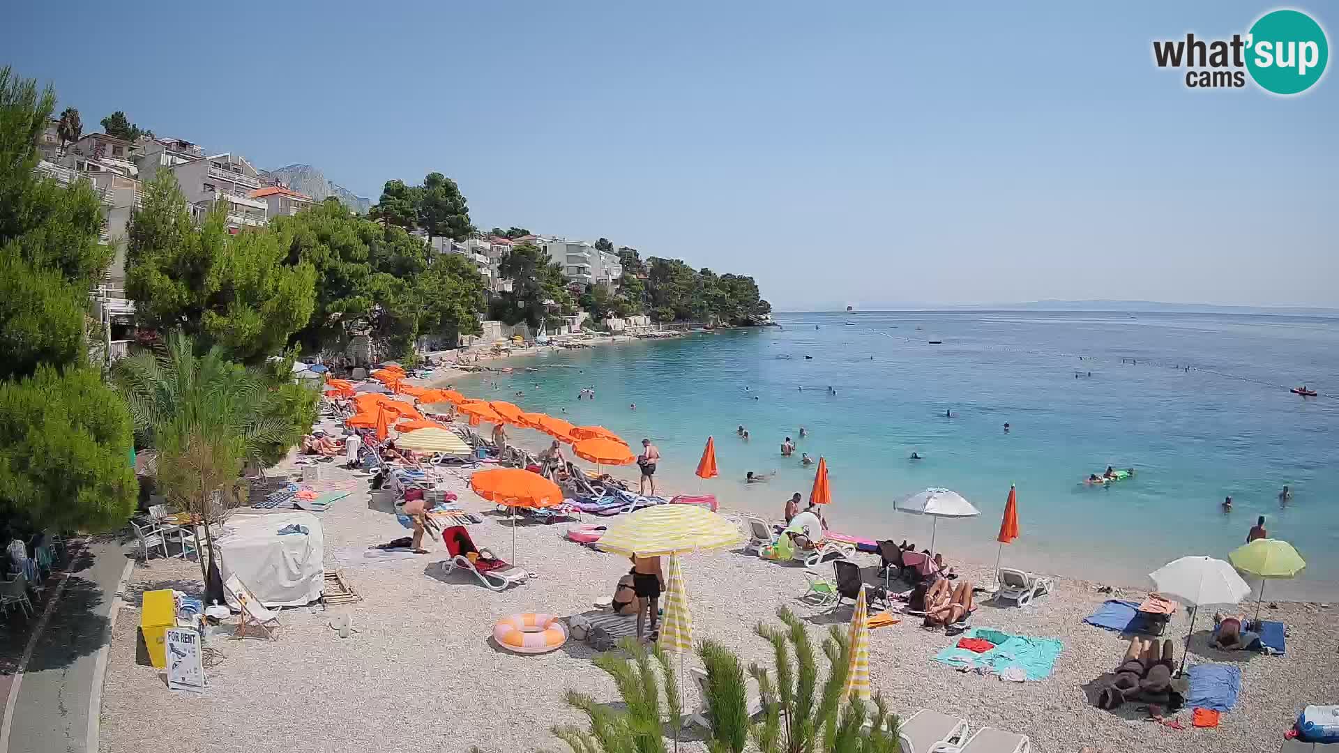 Webcam Lučica Strand Beach Brela – Liveblick von der Adriaküste