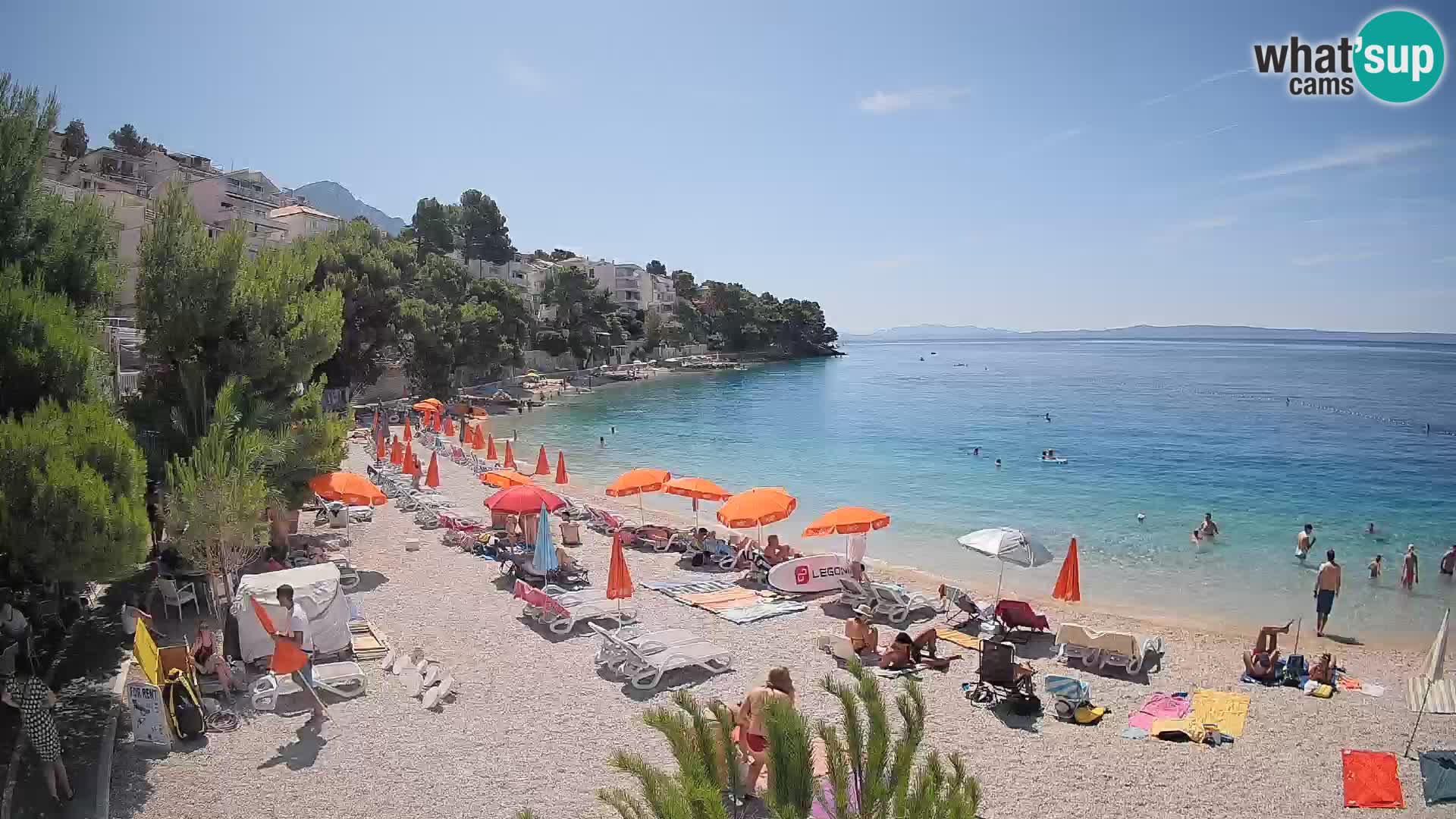 Web kamera Plaža Lučica Brela – Pogled uživo na jadransku obalu