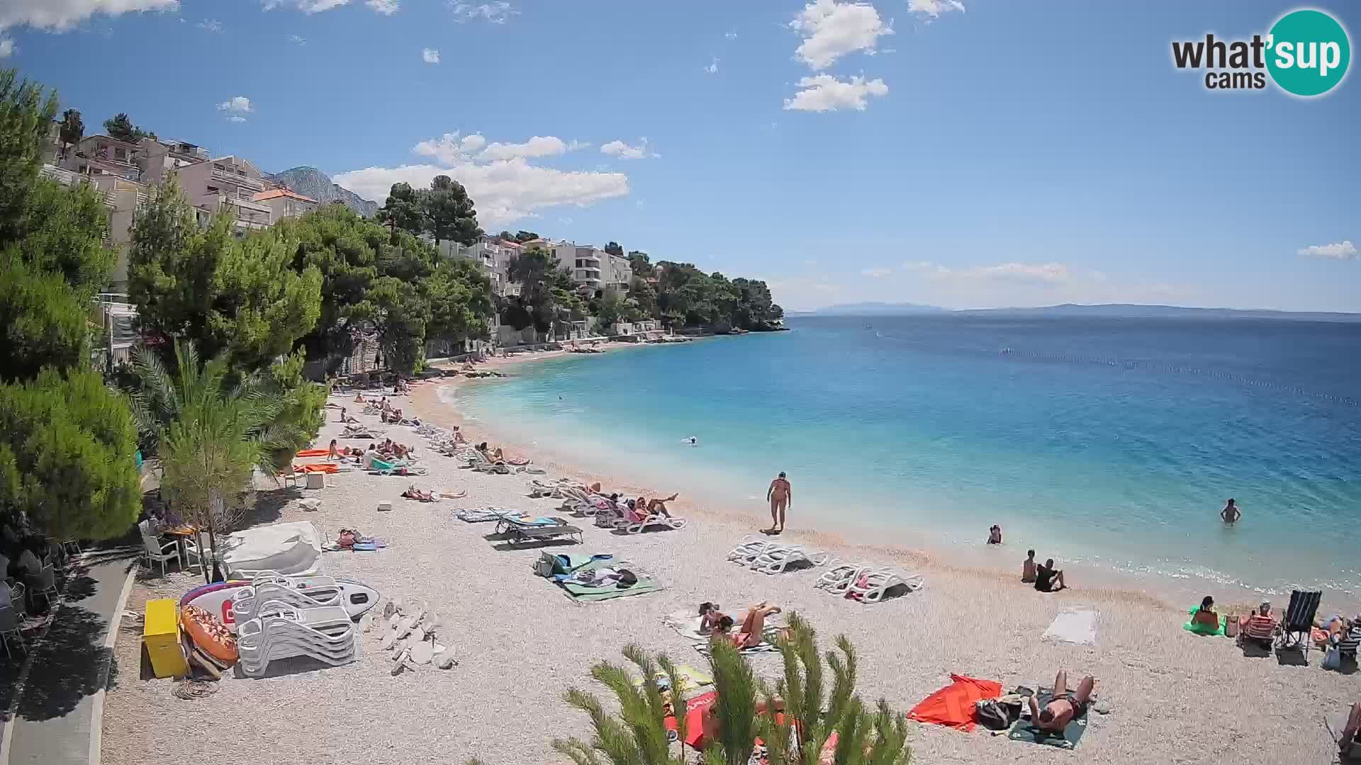 Web kamera Plaža Lučica Brela – Pogled uživo na jadransku obalu