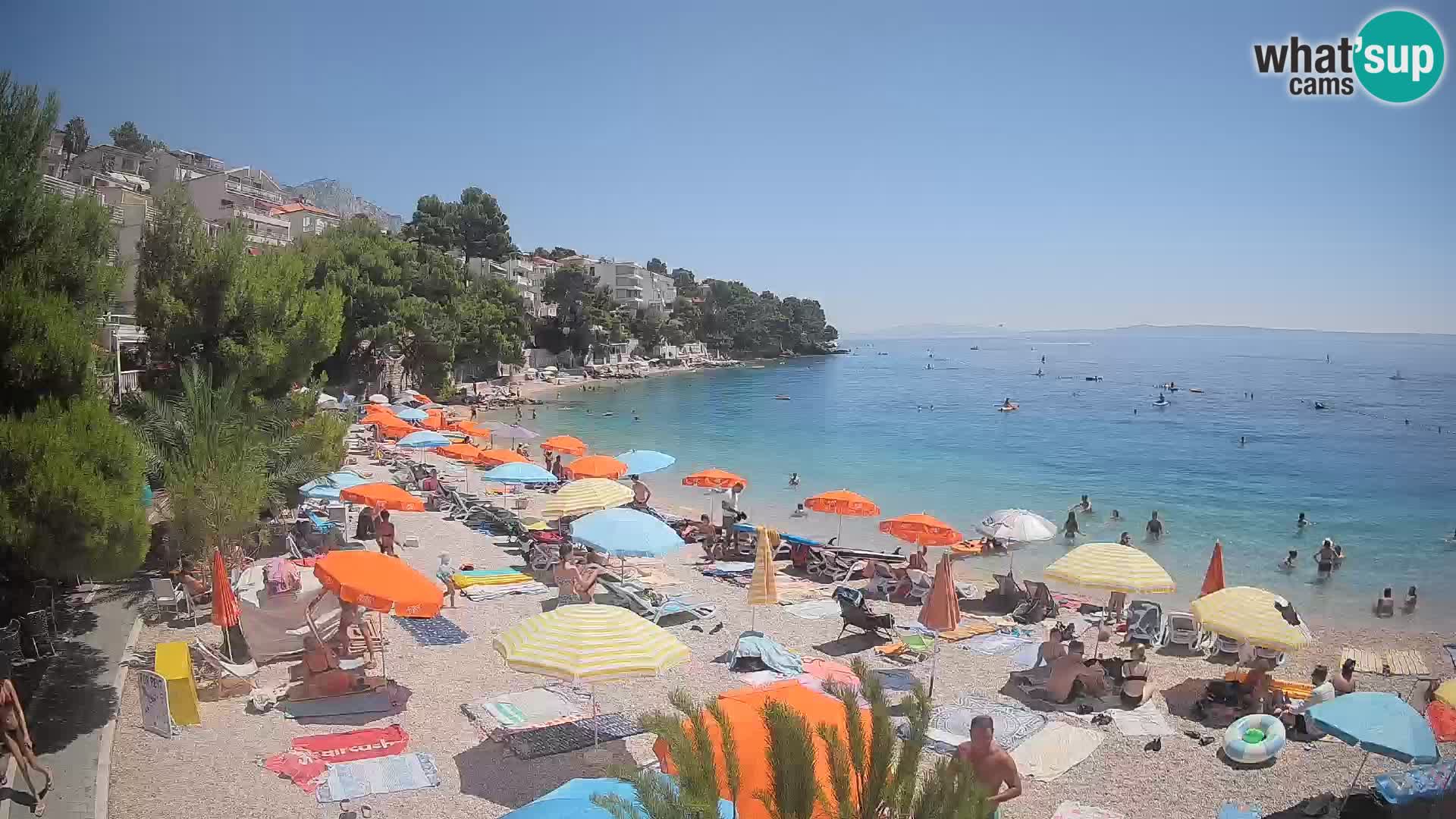 Webcam Lučica Strand Beach Brela – Liveblick von der Adriaküste