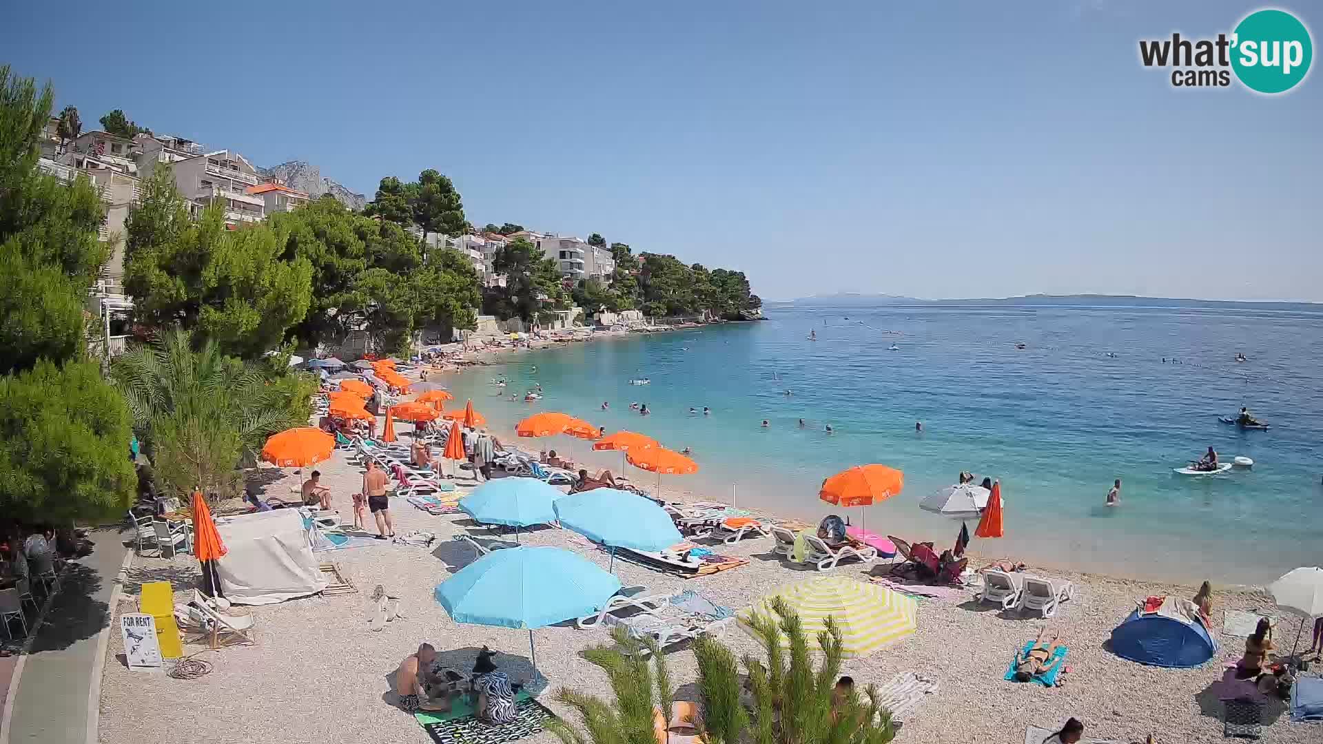 Webcam Lučica Strand Beach Brela – Liveblick von der Adriaküste