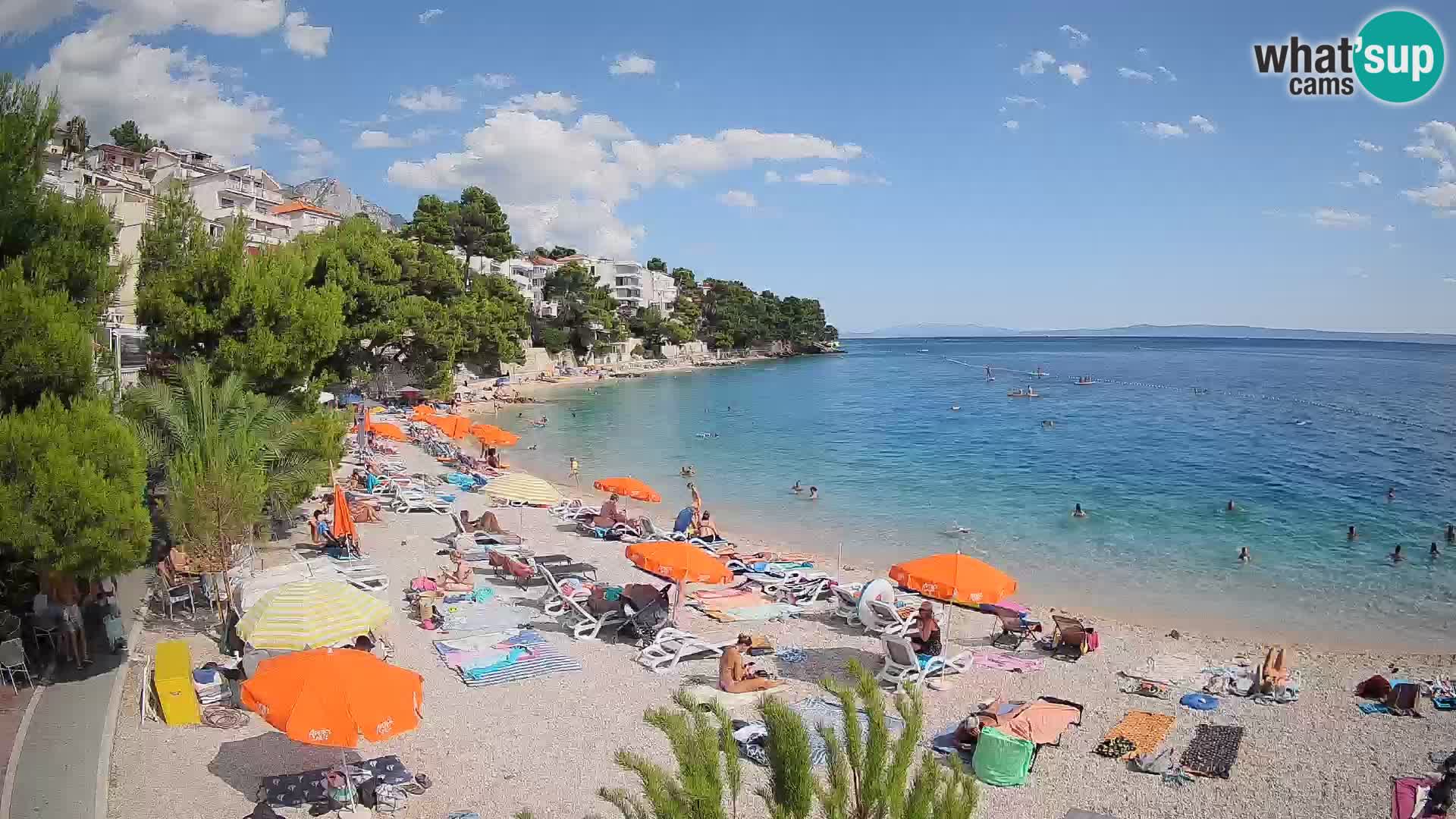 Web kamera Plaža Lučica Brela – Pogled uživo na jadransku obalu