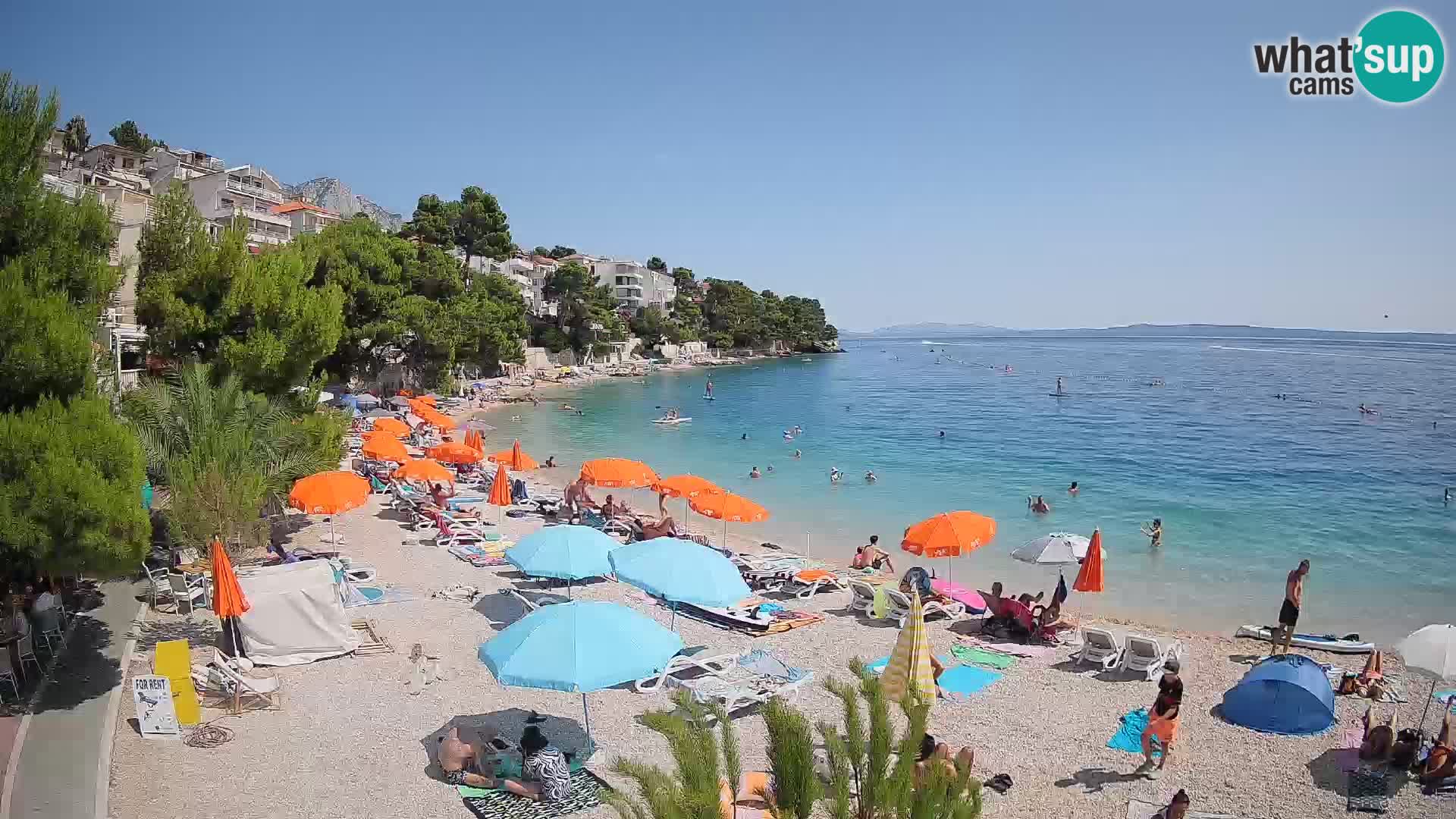Webcam Lučica Strand Beach Brela – Liveblick von der Adriaküste