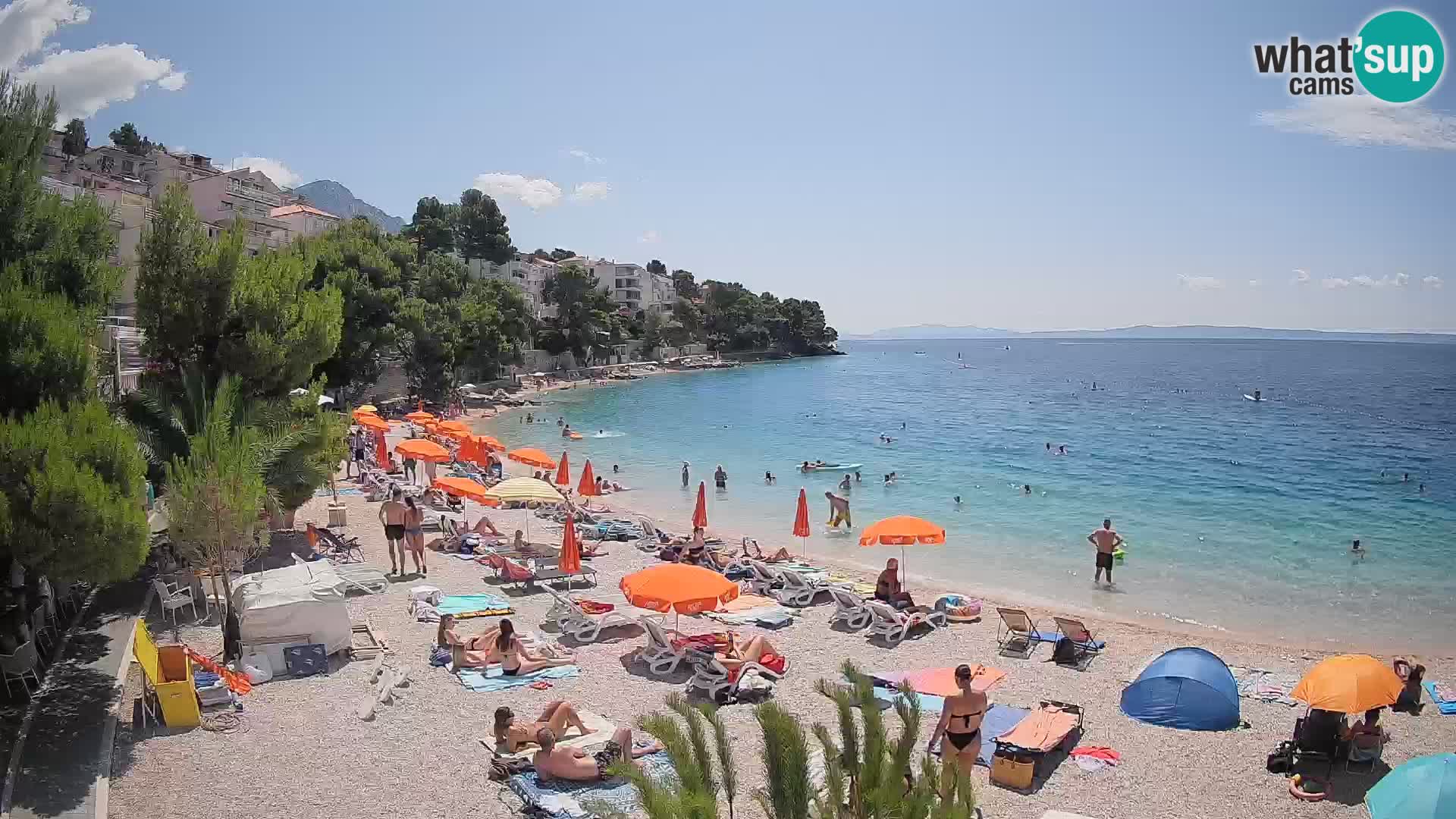 Webcam Lučica Strand Beach Brela – Liveblick von der Adriaküste