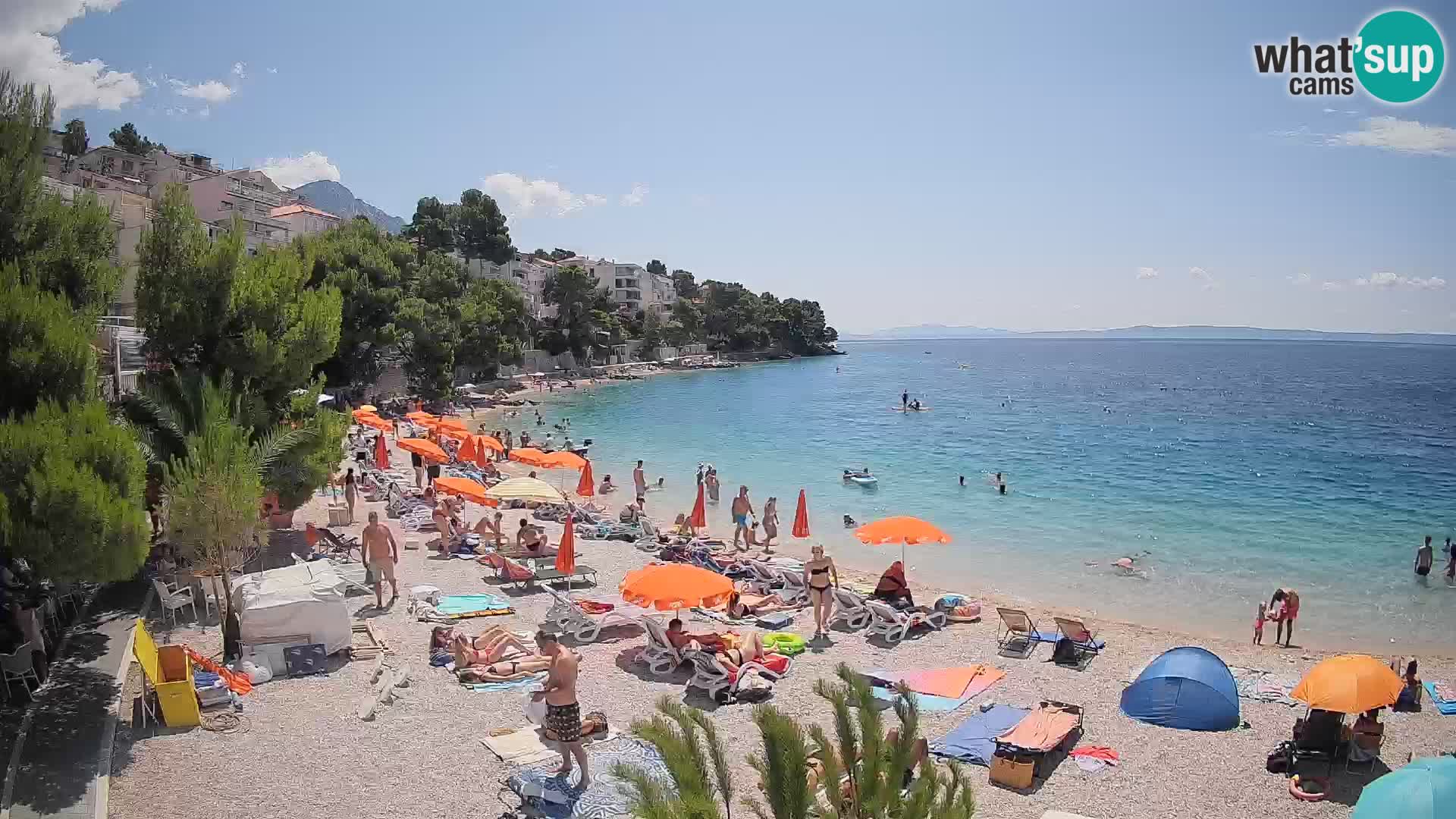 Webcam Lučica Strand Beach Brela – Liveblick von der Adriaküste