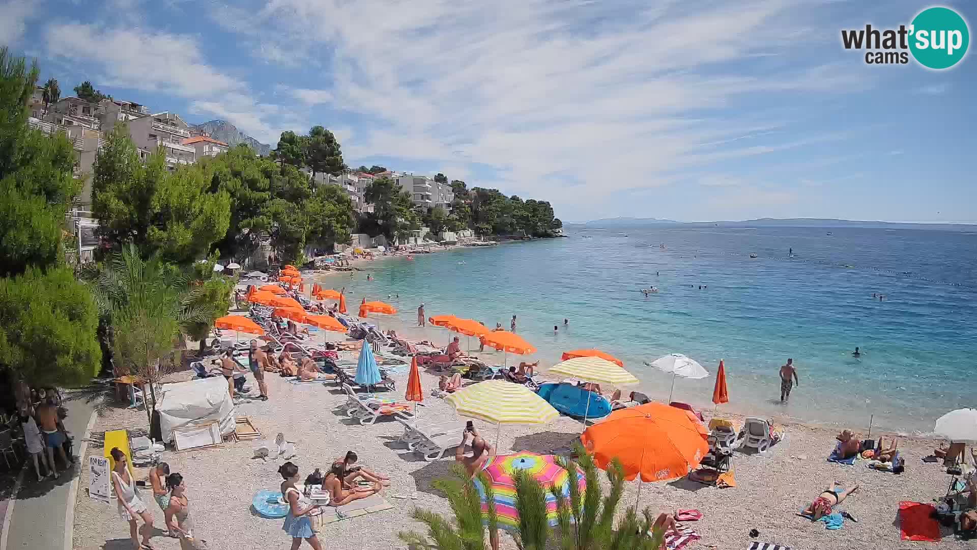 Spletna kamera Plaža Lučica Brela – Pogled v živo na Jadransko obalo