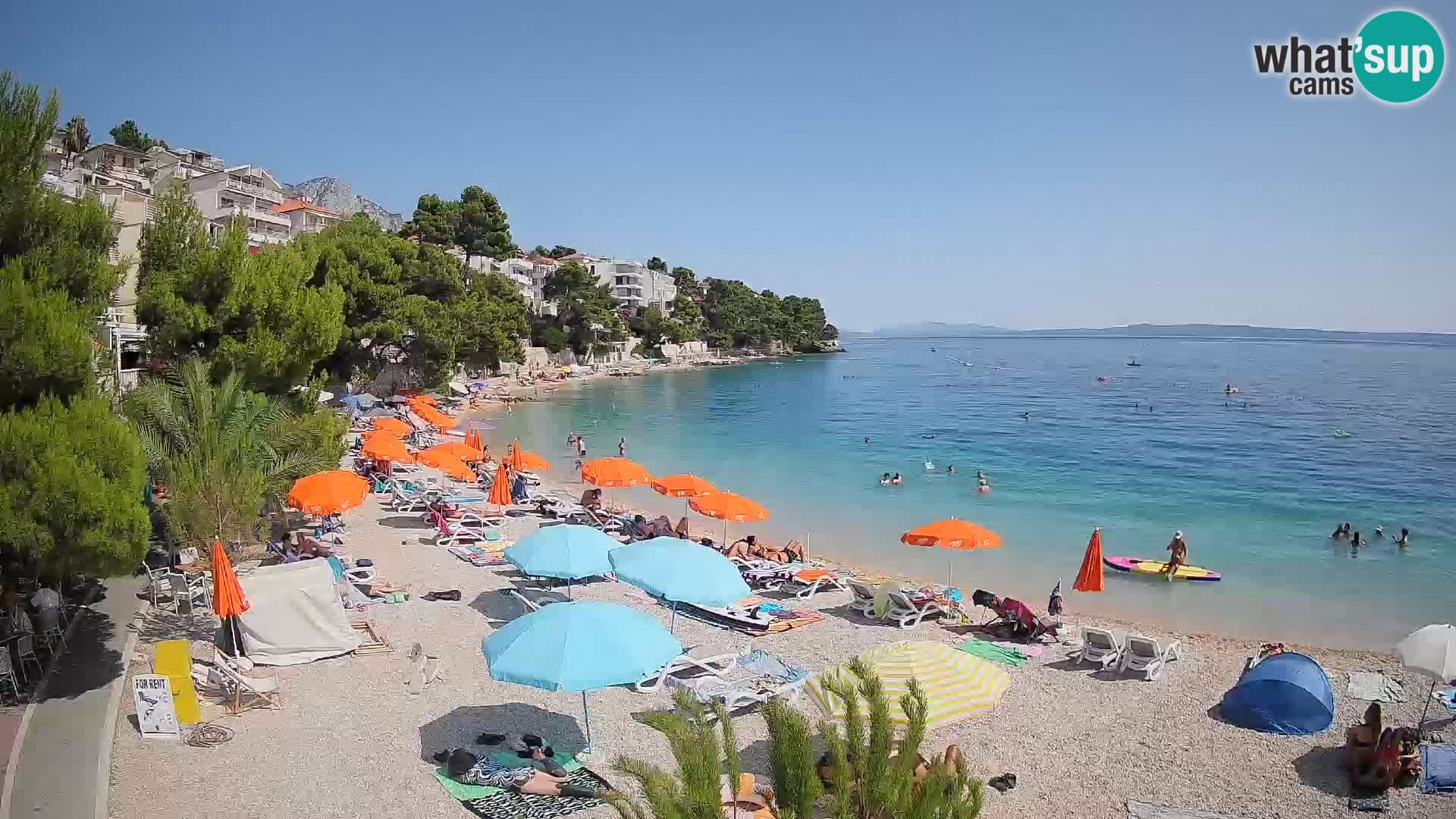 Webcam Lučica Strand Beach Brela – Liveblick von der Adriaküste